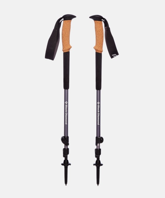 Black Diamond Trail Cork Trekking Poles - Lightweight Hiking & Walking Sticks for Men & Women, Adjustable Aluminum Poles with Cork Grips - Perfect for Backpacking, Trail Running & Mountain Climbing
