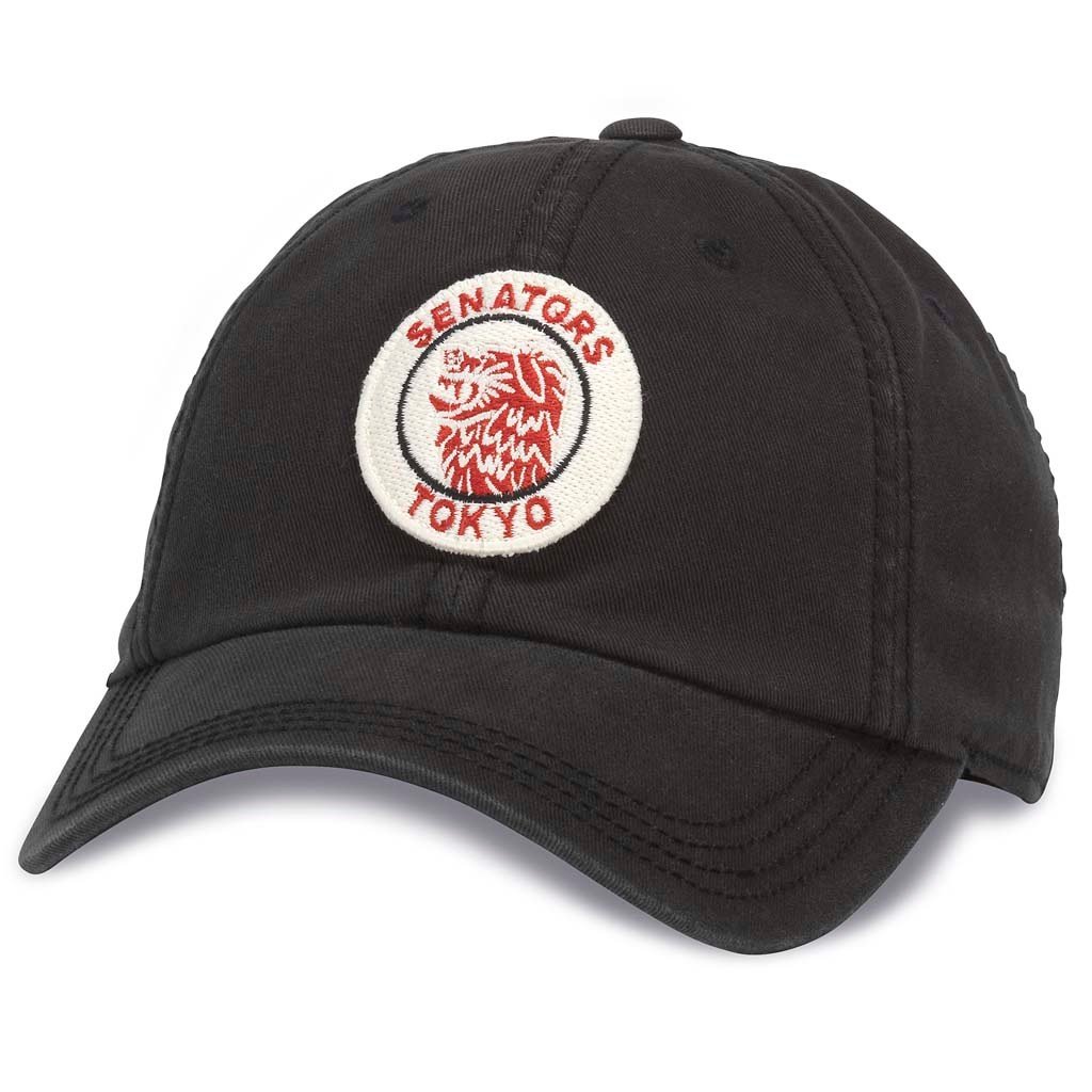 AMERICAN NEEDLE New Timer Japanese Baseball League Cap - Tokyo Senators Black 42777A-TOS | Vintage Style Adjustable Baseball Hat for Men & Women | Perfect for Baseball Games, Sports Events & Casual Wear