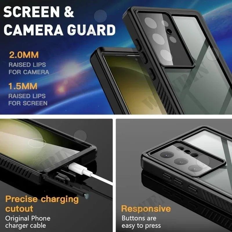 Samsung Galaxy S24 Ultra Waterproof Case IP68 Certified - Shockproof Protective Cover for Swimming, Outdoor Sports & Daily Use