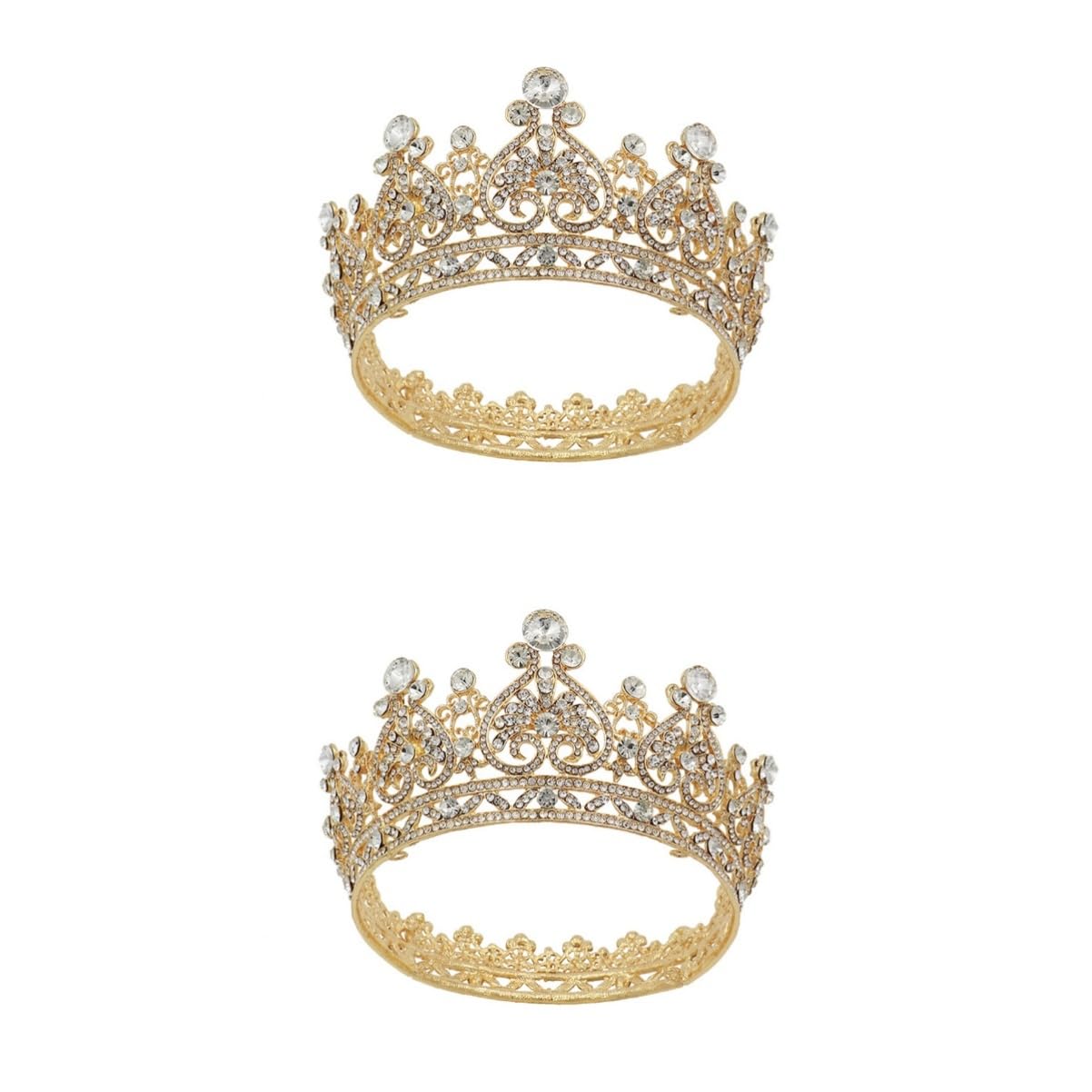 POPETPOP 2-Piece Vintage Pearl Rhinestone Bridal Tiara Set - Wedding Crystal Hair Hoop Headpieces for Wigs, Bridesmaids & Bridal Accessories - Perfect for Weddings, Proms & Special Occasions