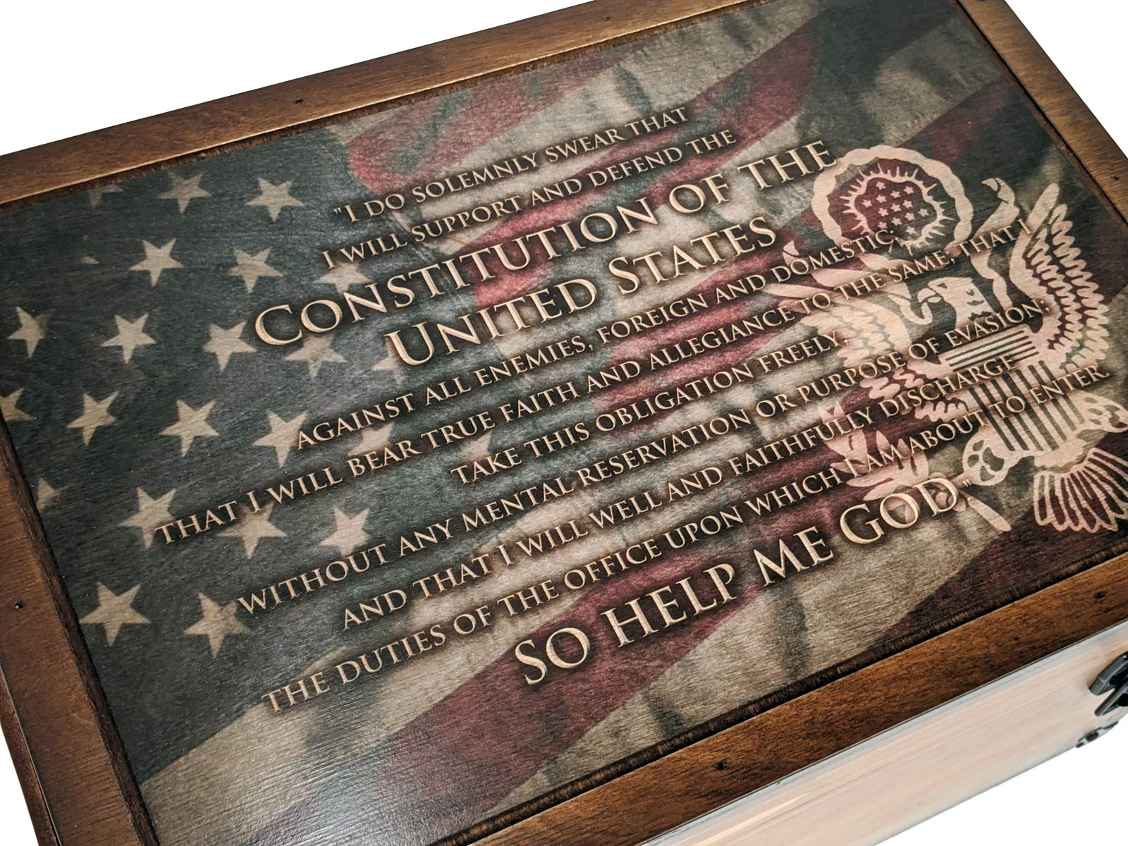 Military Oath of Office Keepsake Box - Engraved Wooden Display Case for Commissioning Ceremonies, Promotions & Retirement Gifts - Perfect for Army, Navy, Air Force & Marine Corps Memorabilia