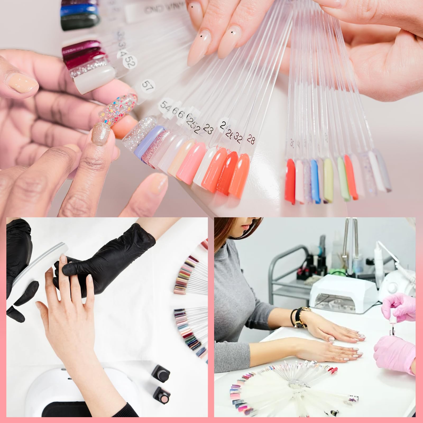 300 Pcs Clear Square Nail Polish Swatch Sticks with Number Stickers & Ring - Professional Nail Color Display for Salons, DIY Nail Art at Home, Perfect for Organizing and Testing Nail Polish Colors