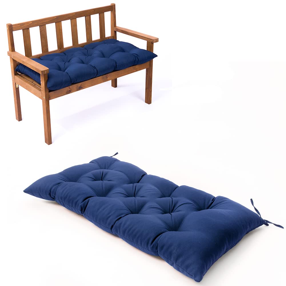 Premium Indoor/Outdoor Bench Cushion - Water-Resistant Tufted Patio Furniture Seat Cushion with Ties (39.4