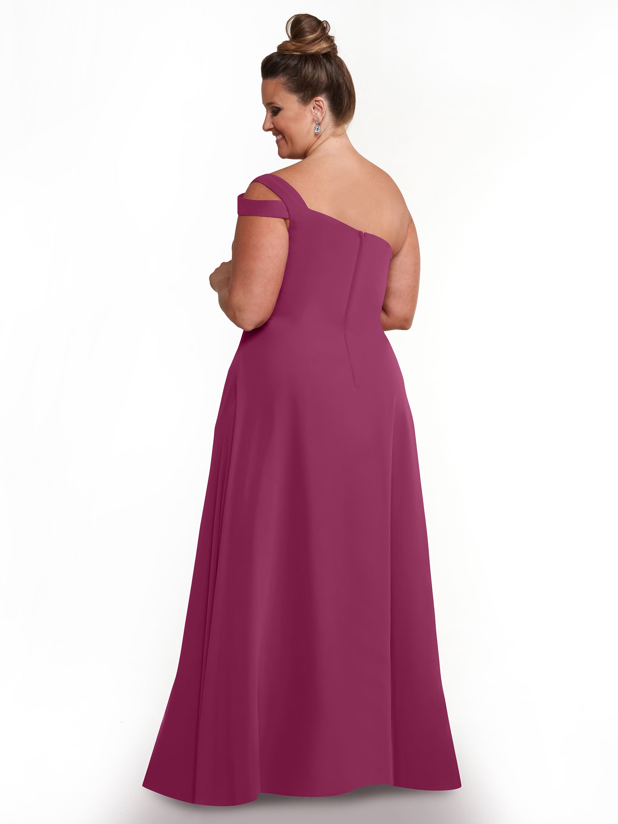 Elegant 80139 Chiffon A-Line One Shoulder Bridesmaid Dress with High Slit - Perfect for Weddings, Proms & Formal Events