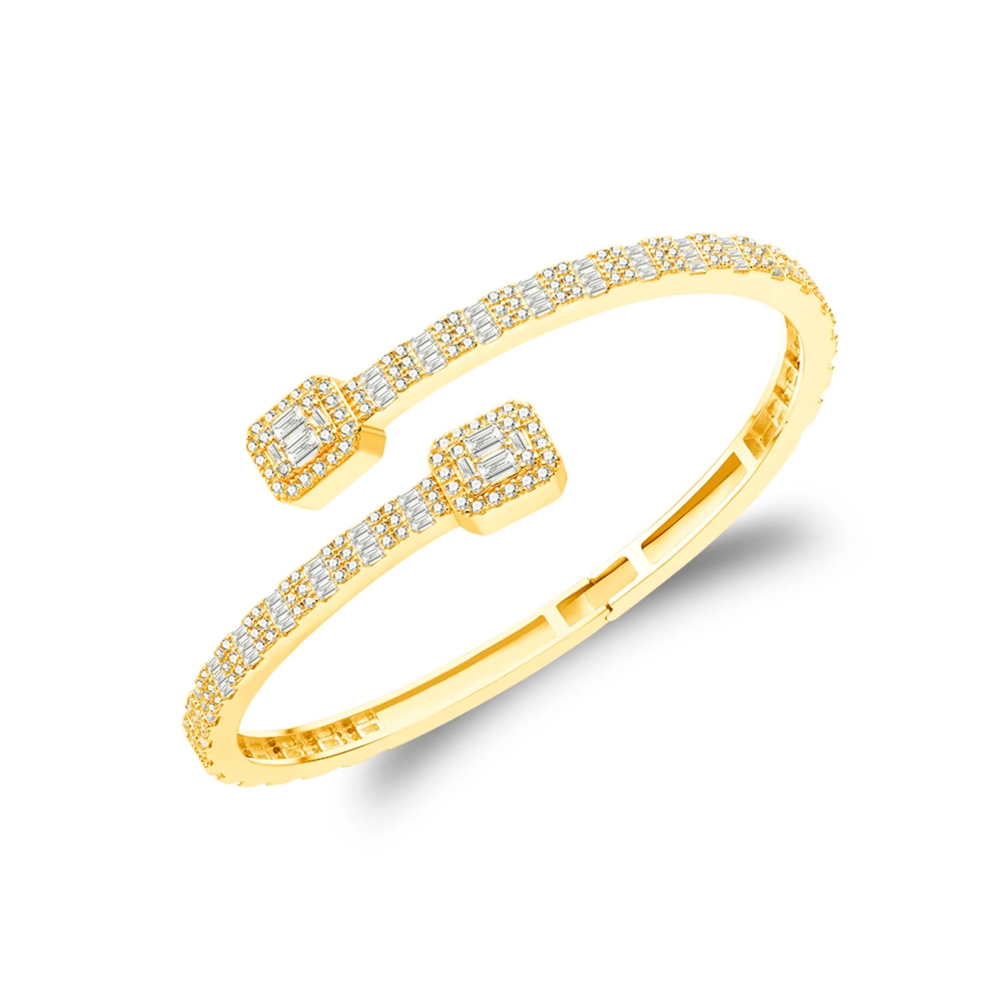 Elegant Moissanite Bracelet for Women - 925 Sterling Silver & 14K Gold Plated Bangle | Perfect for Weddings, Parties & Everyday Luxury Jewelry