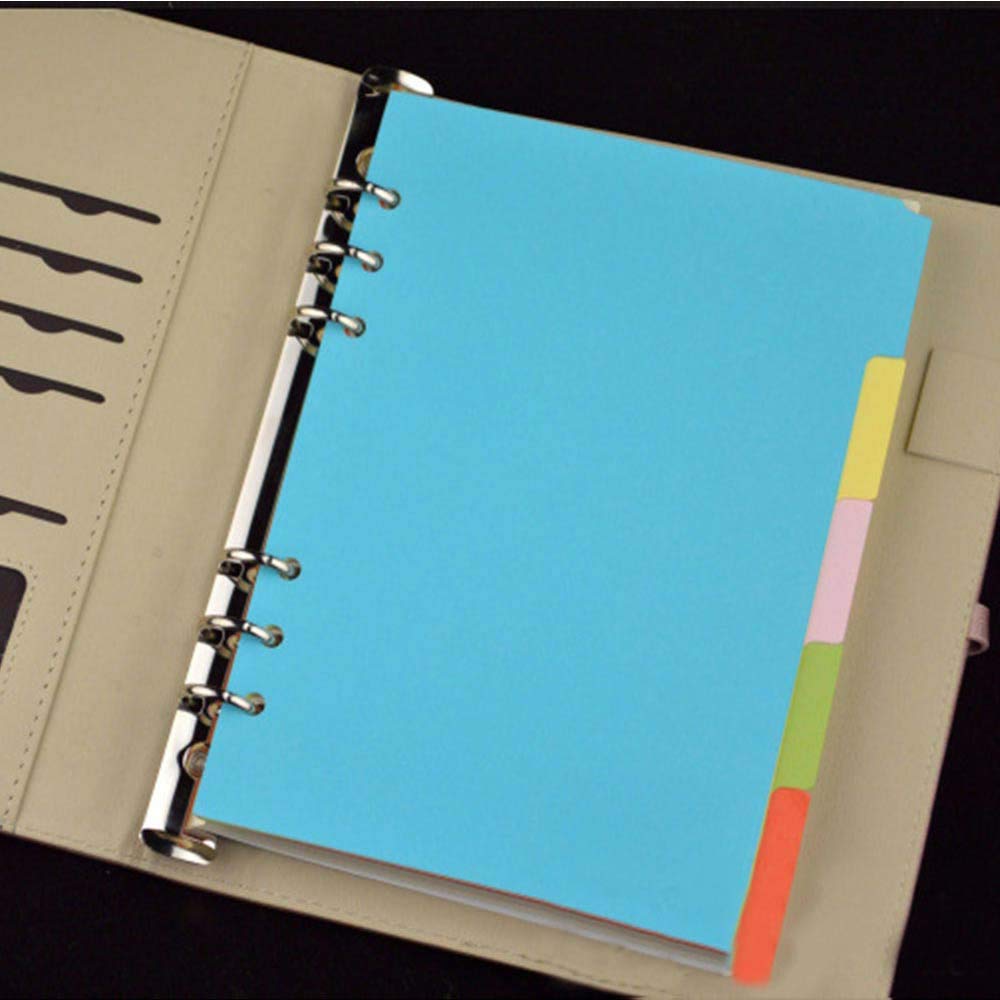 JuneTree 6-Ring Binder Dividers with 5 Tabs - 6 Sets A6 Index Organizer Refill Pages for School, Office & Home Organization - Perfect for Notebooks, Planners and Study Materials