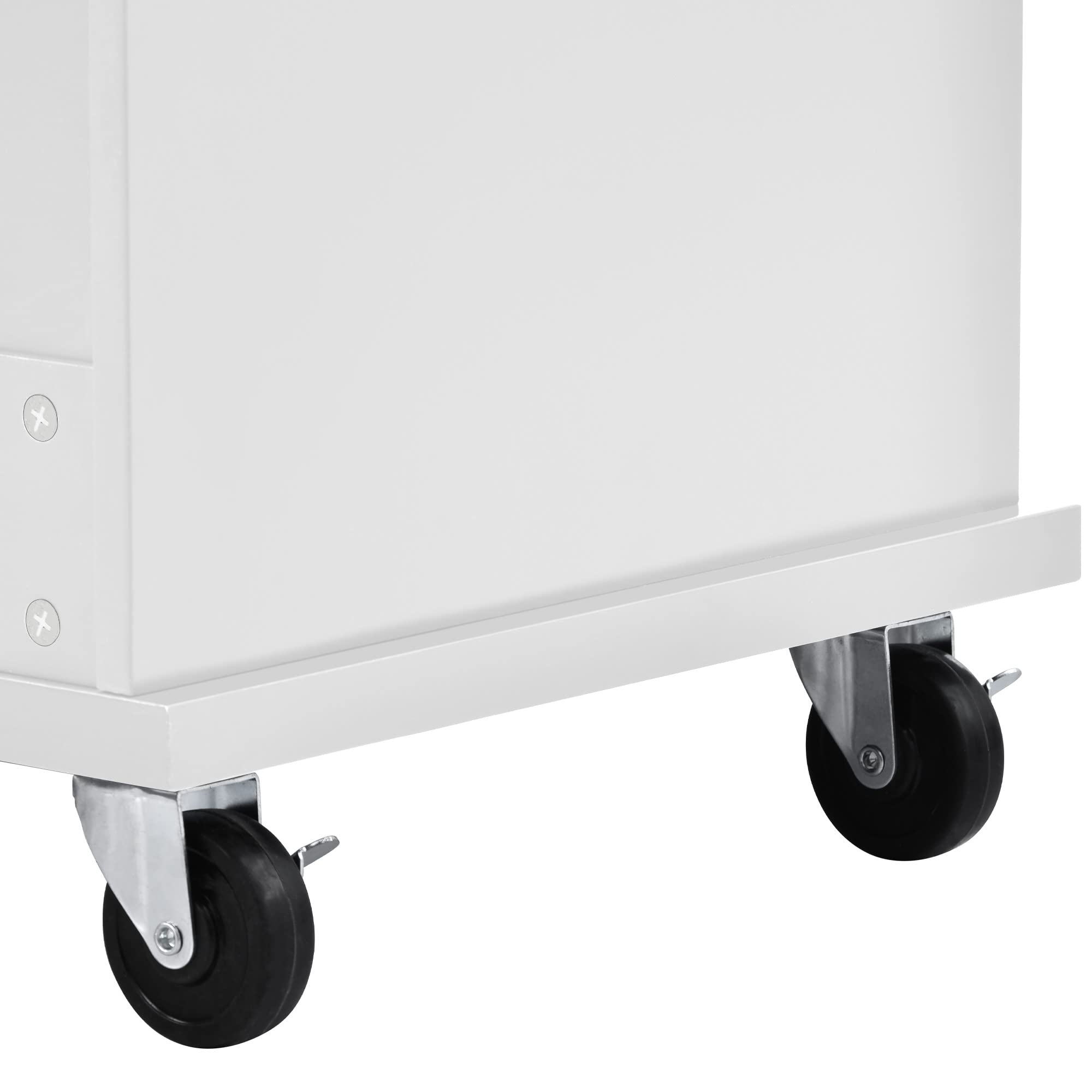 Versatile Mobile Kitchen Cart with Storage Cabinet & Microwave Shelf, 2 Locking Wheels & Open Shelf - White Kitchen Island for Small Spaces, Dorm Room, Apartment | Perfect for Meal Prep, Extra Counter Space & Bathroom Storage
