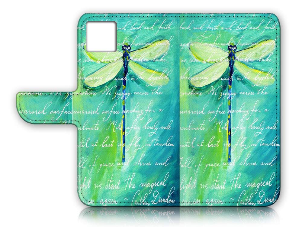 Premium Fancy Art Wallet Flip Phone Case Cover for iPhone 11 Pro Max - Green Dragonfly Design (Model A23001) | Slim Protective Case with Card Slots for Everyday Use & Travel
