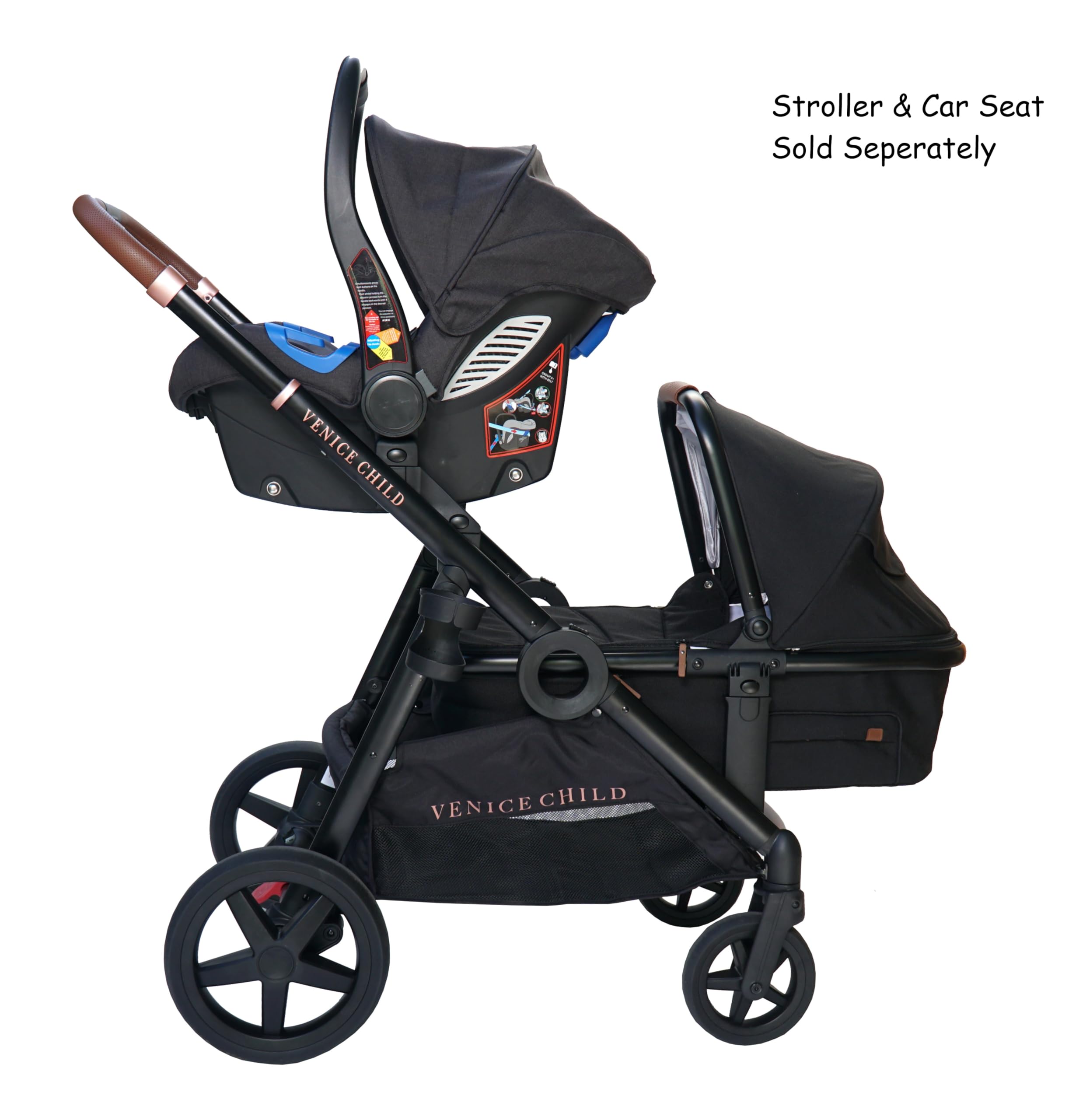 Venice Child Maverick Infant Bassinet - Universal Fit for Single & Double Strollers (Stroller Not Included) with Phone Pocket & UV Sun Canopy - Perfect for Newborns, Travel, Shopping & Outdoor Walks