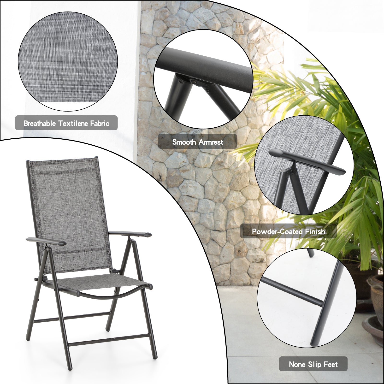 Sophia & William 5-Piece Extendable Patio Dining Set with Textilene Reclining Chairs - Outdoor Furniture for Backyard, Garden, Poolside & Deck - Weather-Resistant Dining Table & Lounge Chairs