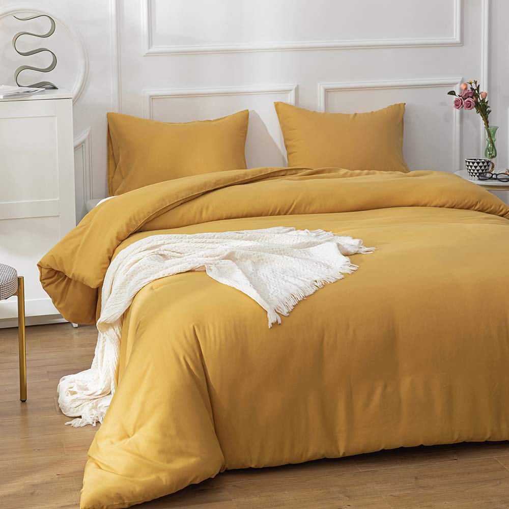 CLOTHKNOW Mustard Yellow California King Comforter Set - 3 Piece Soft Turmeric Bedding with 2 Pillowcases | Cozy Luxury Bedroom Decor for Master Suite & Guest Room