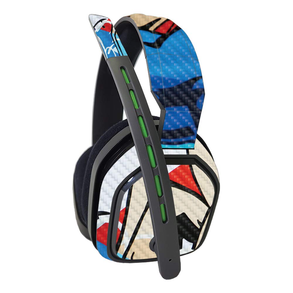 MightySkins Carbon Fiber Skin for Astro A10 Gaming Headset - Cartoon Mania Design | Protective & Durable Textured Cover | Easy to Apply | Made in USA | Perfect for Gamers & Streamers