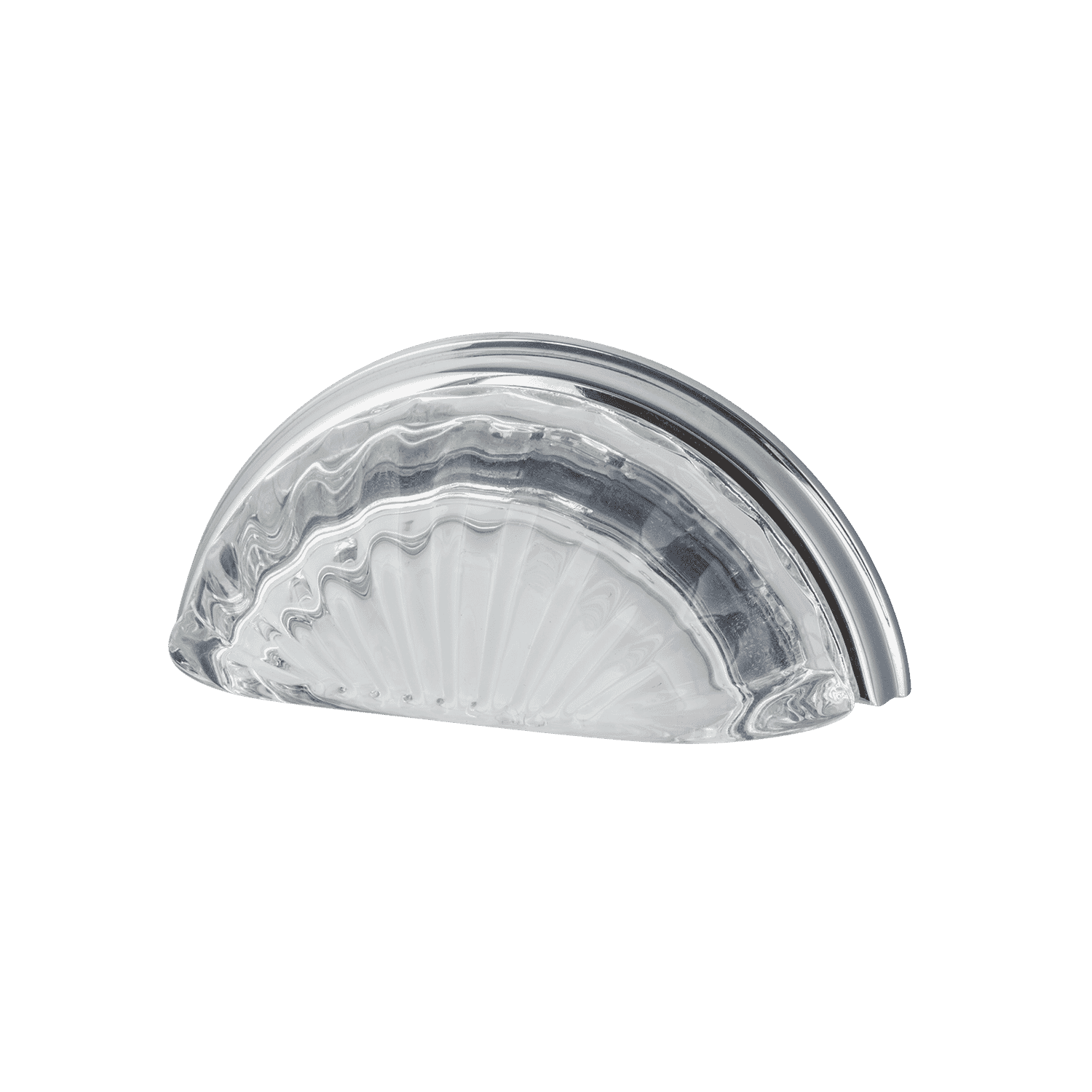 Bright Chrome Cup Pull Crystal Clear Fluted 3 on Center - Perfect for Kitchen Cabinets, Dressers & Vintage Furniture Hardware Upgrade