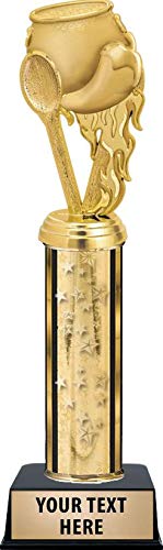 Custom Engraved Gold Star Chili Pot Trophy - Personalized Cooking Competition Award for BBQ, Chili Cook-Off & Culinary Events - Prime Eligible