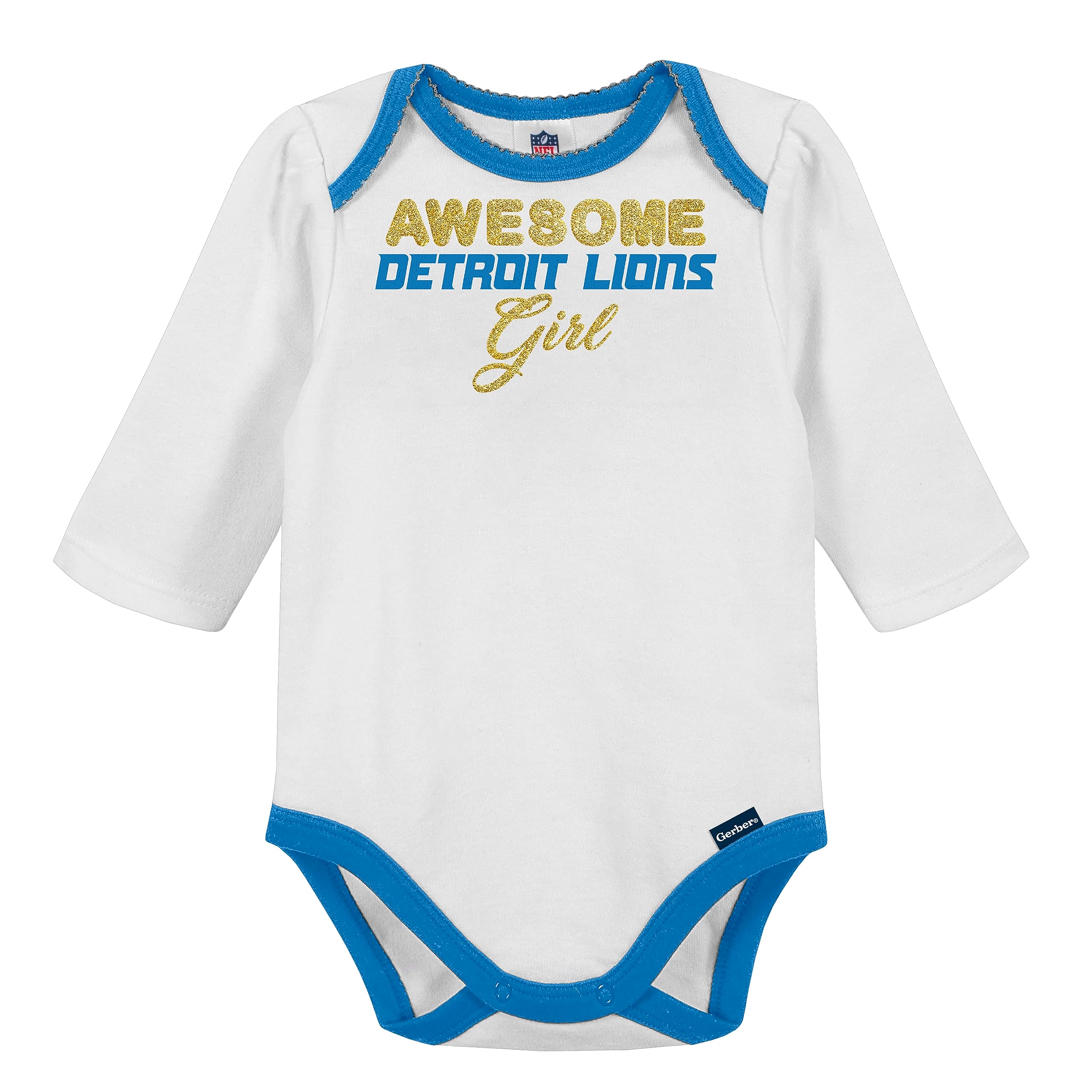 Detroit Lions NFL Baby Girls' 3-Piece Outfit Set - Bodysuit, Footed Pants & Cap (6-9 Months) | Cute Football Fan Outfit for Game Day & Family Photos