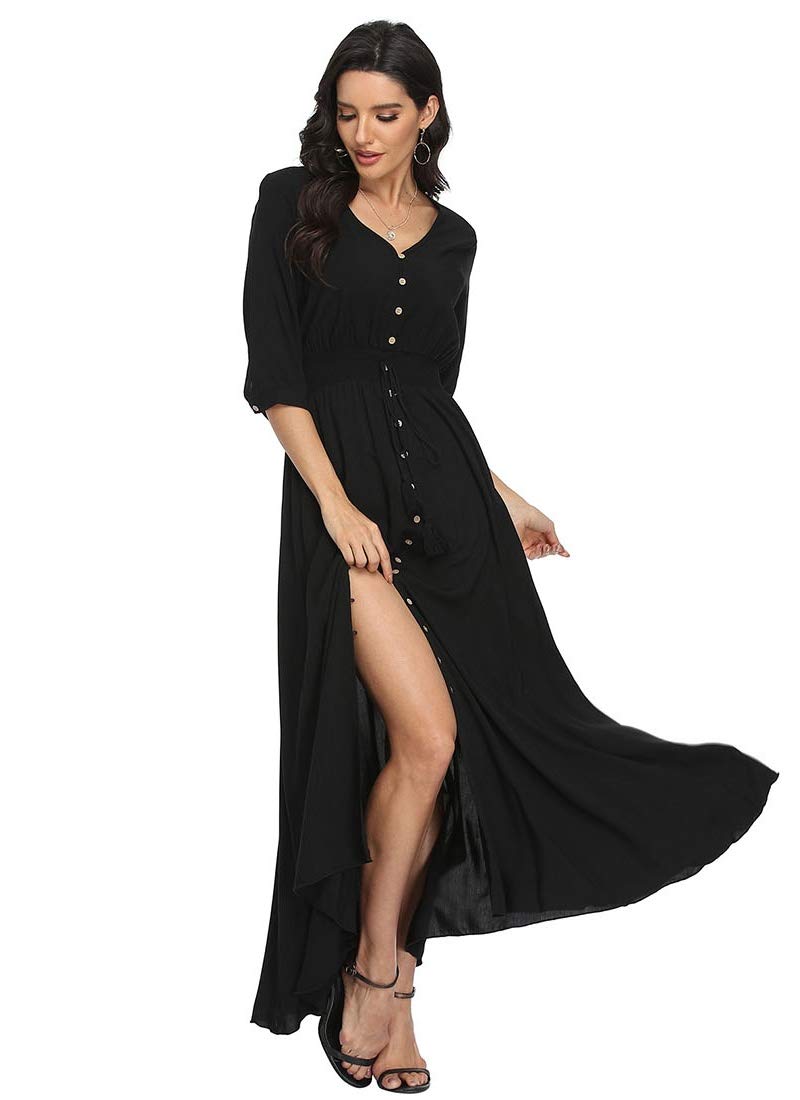 **Vintage Floral Maxi Dresses for Women - Long Sleeve Boho Beach Dress with Flowy Fit | Perfect for Summer Vacations, Music Festivals & Casual Outings**