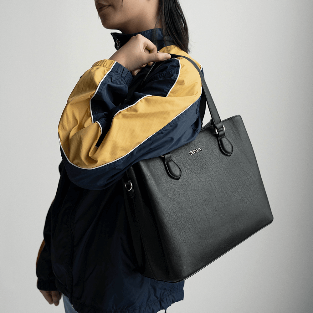 Tanya Vegan Leather Shoulder Bag for Women | Black Crossbody Purse | Stylish & Eco-Friendly Handbag for Work, Travel & Everyday Use