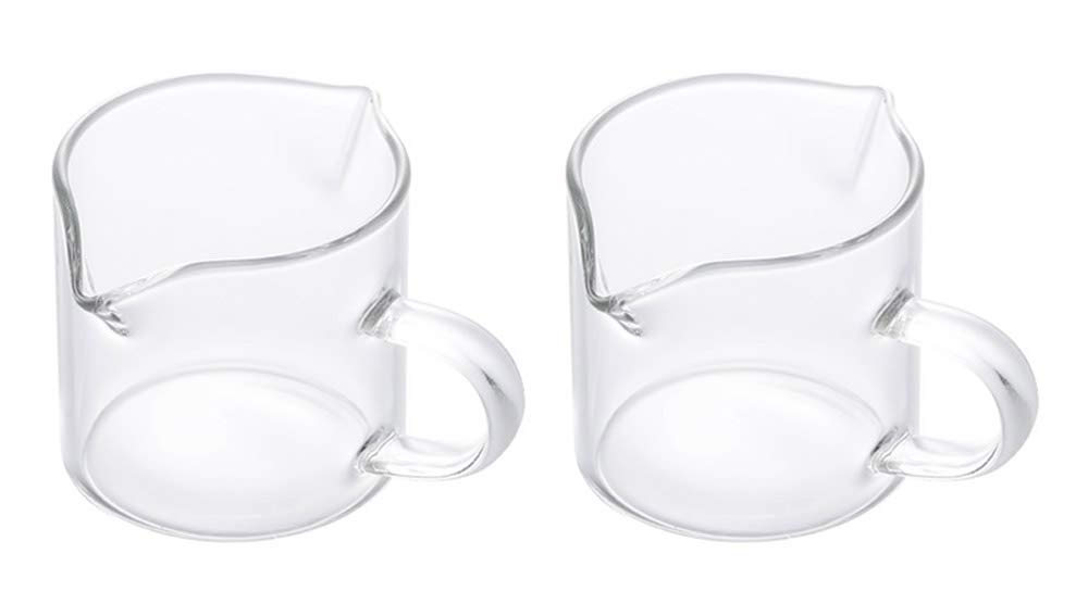 2 Spout Glass Creamer Pitcher with Handle - Coffee & Milk Dispenser for Home, Cafe, and Restaurant Use - Perfect for Serving Cream, Syrup, and Beverages