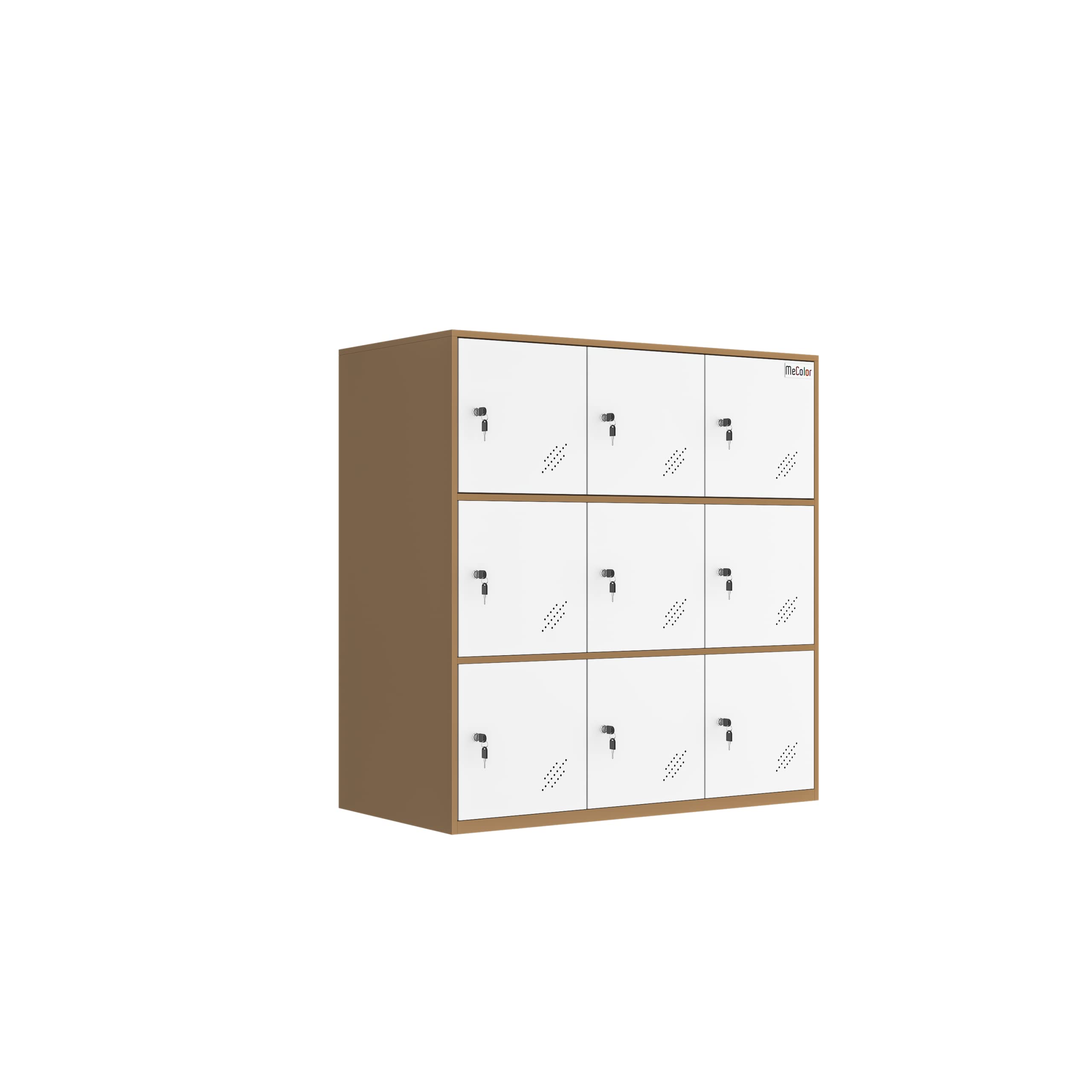 MECOLOR 9-Door Metal Locker with Cloth Rail & Shelf - Kids Bedroom Storage, Living Room Organizer & Office Locker (White) - Perfect for Dorm, Home & Workplace Organization