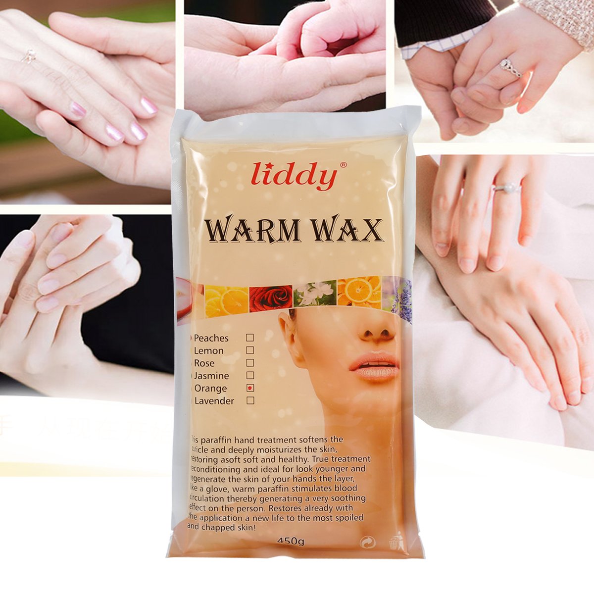 Organic Hand & Foot Care Wax - Moisturizing, Hydrating & Whitening Treatment with 7 Natural Flavors (450g/Bag, Orange Scent) - Perfect for Spa, Pedicure & Home Relaxation Therapy