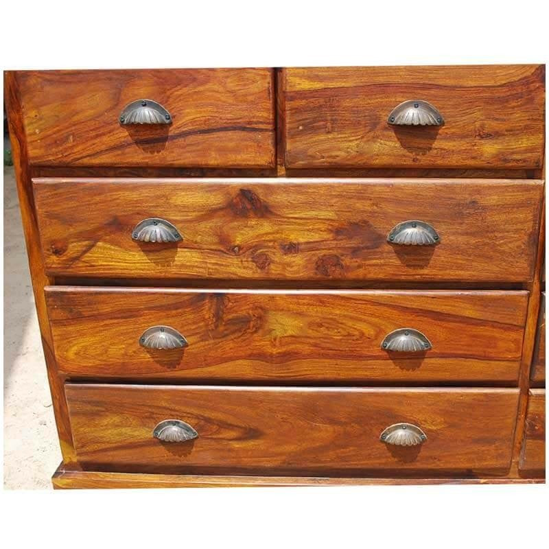 Cromer Indian Solid Wood 10-Drawer Large Dresser for Bedroom - Spacious Storage Organizer for Clothes, Linens & Accessories | Perfect for Master Bedroom, Guest Room & Dormitory Organization