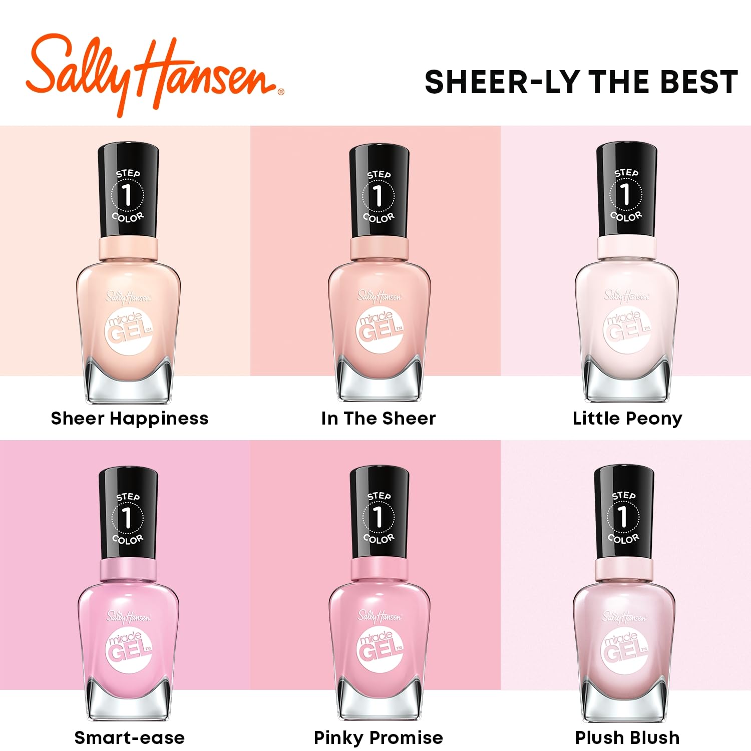 Sally Hansen Miracle Gel™ Nail Polish - Little Peony Pink, Long Lasting Gel-Like Formula, No UV Lamp Needed, Chip Resistant - Perfect for Manicures, Pedicures, and Everyday Wear