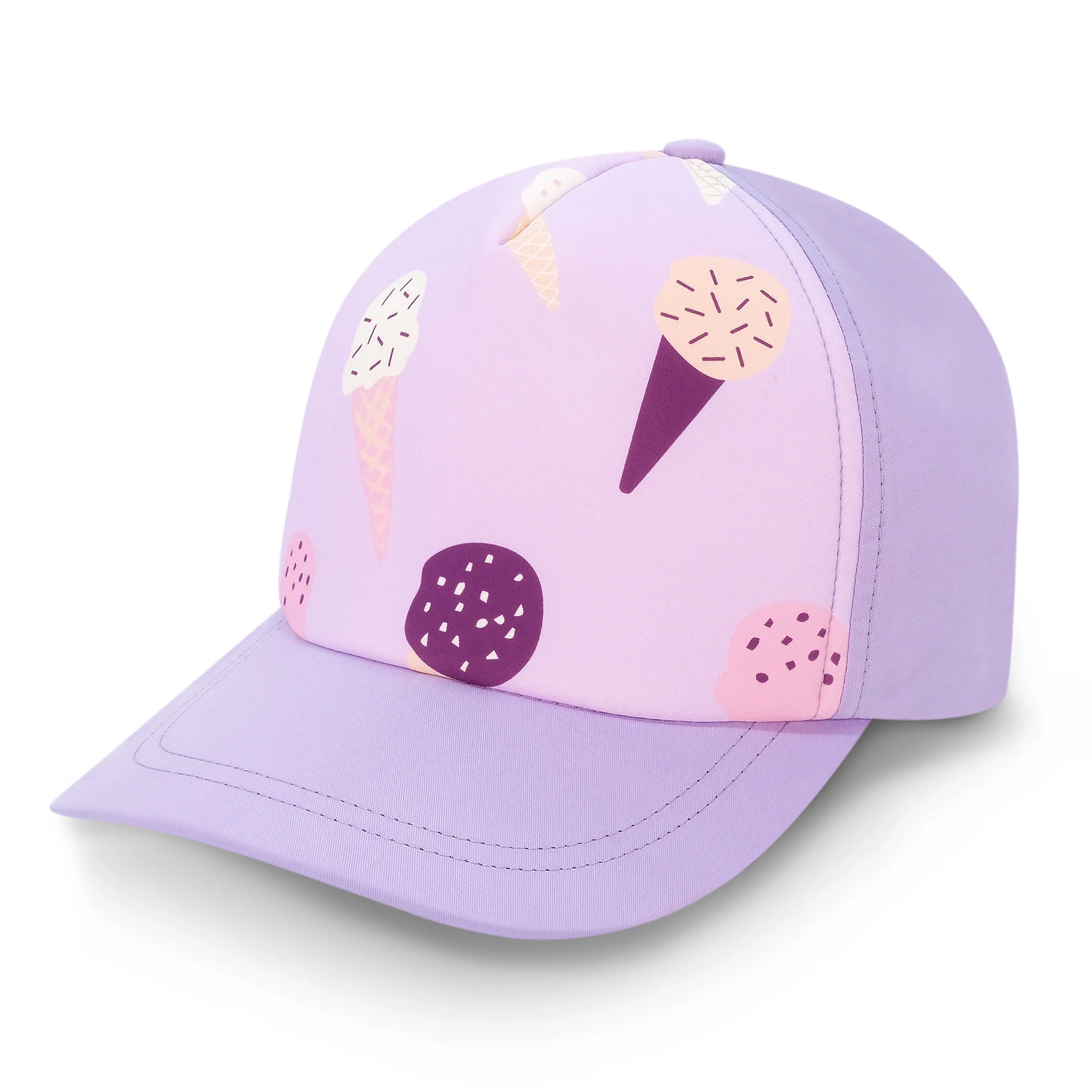 Jan & Jul Lavender Ice Cream Five Panel UV Protection Baseball Hat for Kids - Sun Protection for Outdoor Play, Beach, and Summer Activities