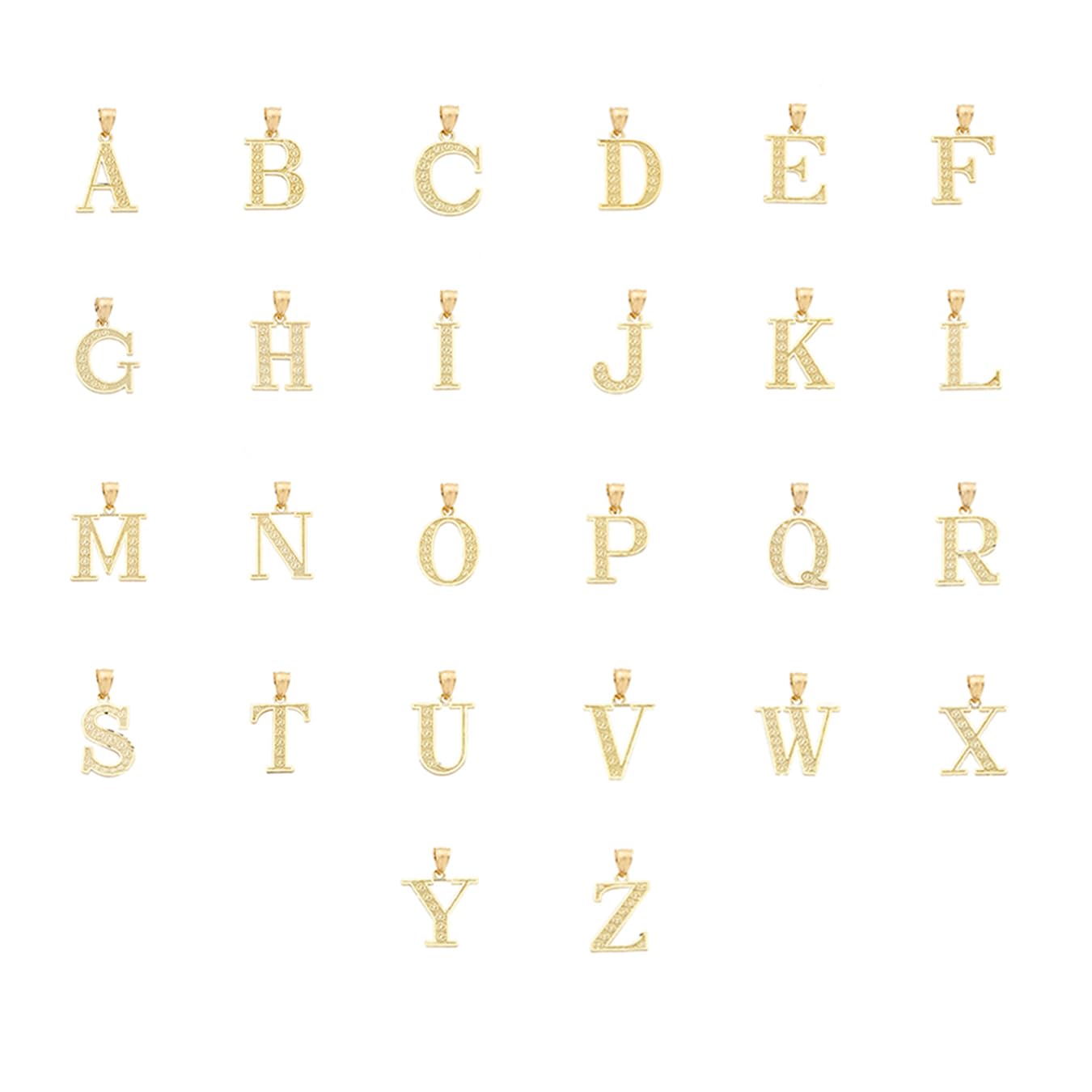 10K Yellow Gold Diamond-Cut A to Z Alphabet Initial Letter Charm Necklace Pendant - Personalized Name Jewelry for Women, Girls | Perfect Gift for Birthday, Anniversary, Graduation | Small Size Elegant Layering Necklace