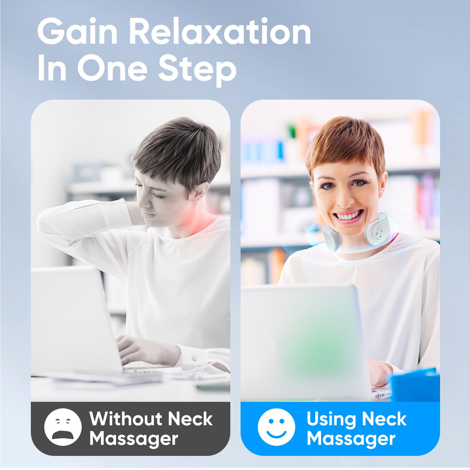 Electric Pulse Neck Massager with Heat - Portable Pain Relief for Shoulders & Neck - Rechargeable Massage Therapy Device for Home, Office & Travel - Perfect Gift for Family & Friends