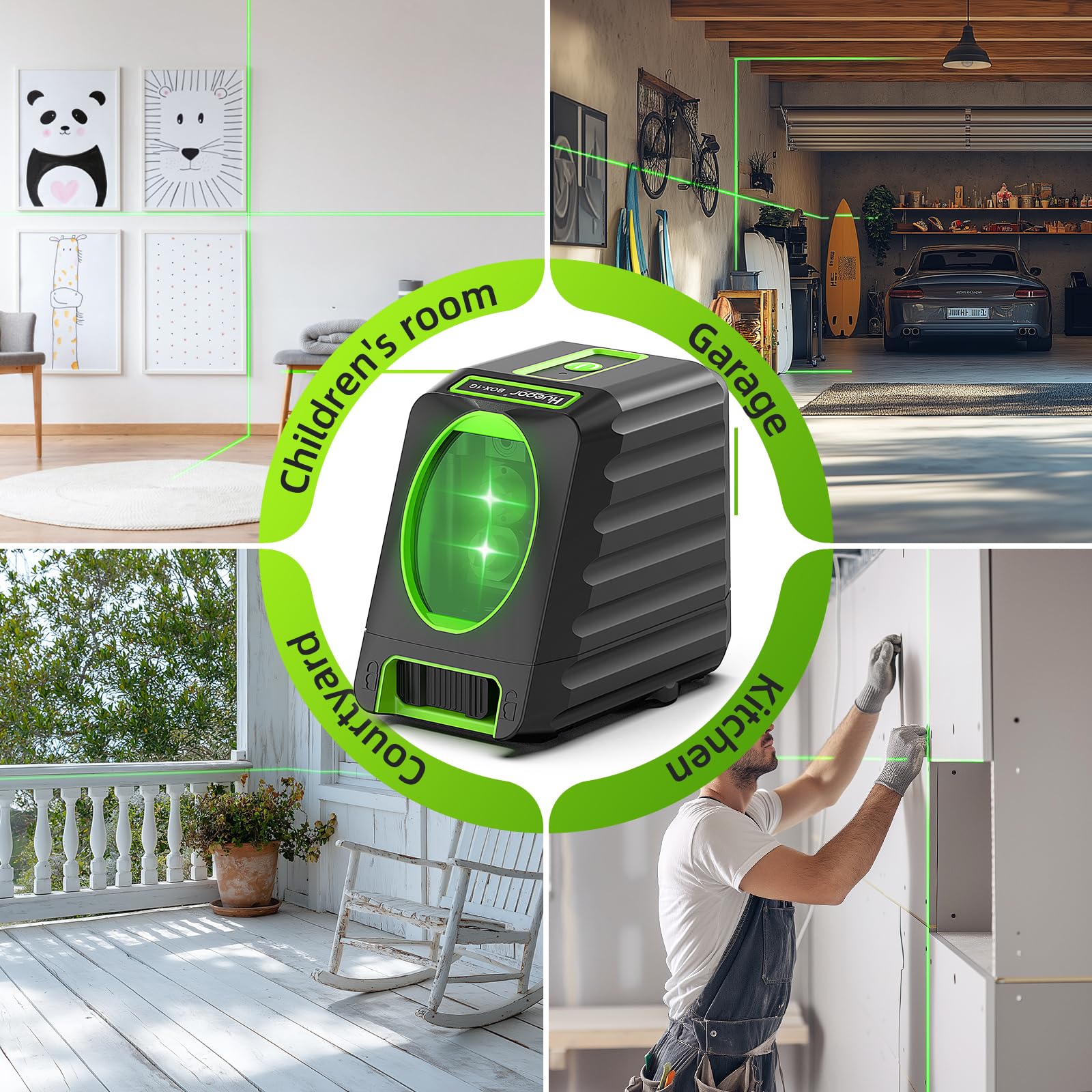 Huepar 150Ft Self-Leveling Green Laser Level with Tripod - 150° Vertical Cross Line Laser for Picture Hanging, Tile Installation & Construction Projects | Outdoor Use with Pulse Mode (Includes 25.6