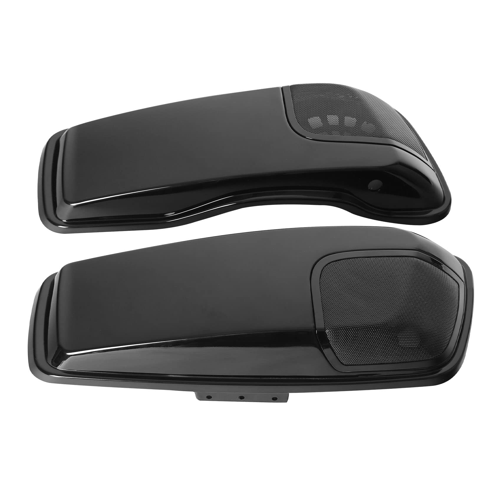 Vivid Black 5x7 Speaker Saddlebag Lids for Harley Road King, Street Glide & Electra Glide (2014-2024 Touring Models) - Premium Motorcycle Audio Upgrade for Long Rides & Custom Bike Builds