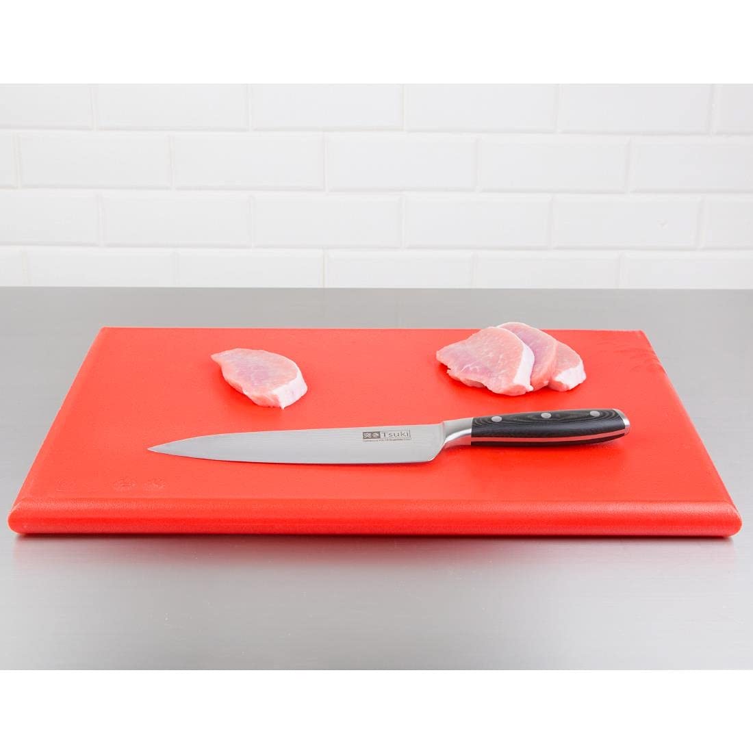 Premium Extra Thick High Density Red Plastic Cutting Board for Raw Meat - 45x30cm (18
