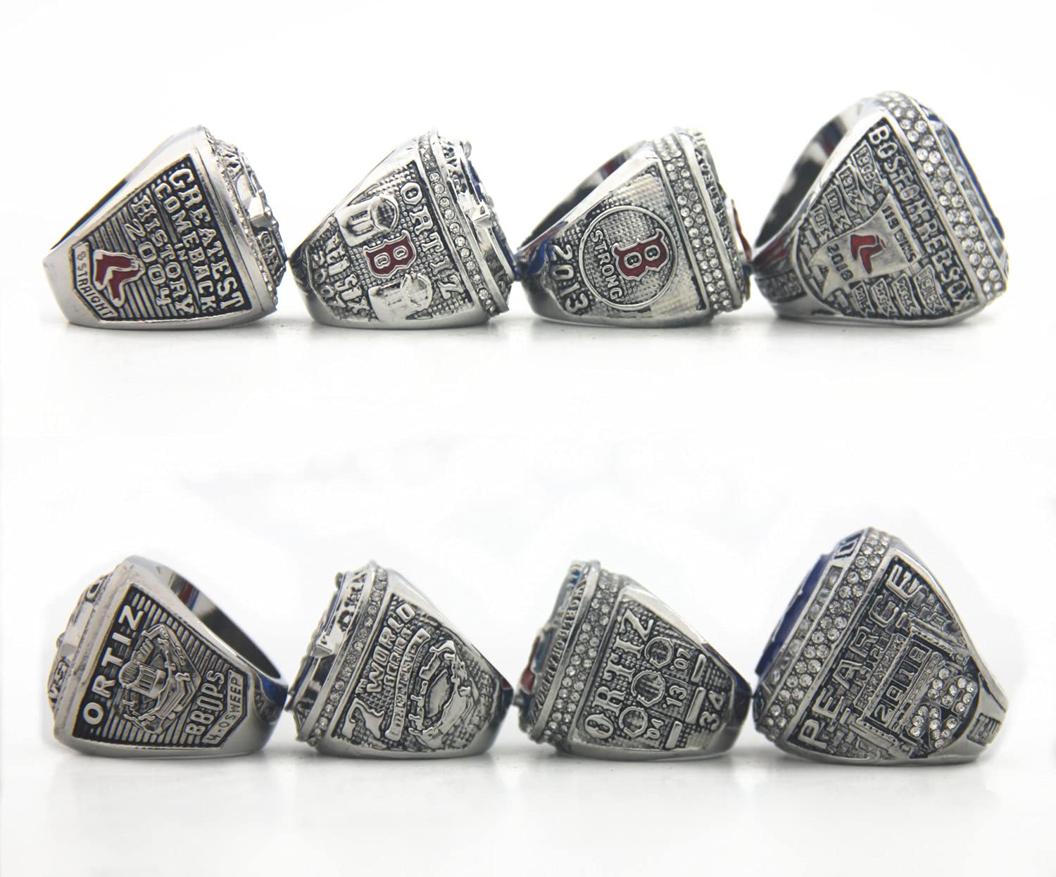 Valman Red Sox 9-Time World Champions Rings Set with Wooden Box - Boston Championship Ring Gift for Men, Women, Kids & Fathers - Perfect for Baseball Fans, Sports Collectors & Anniversary Gifts