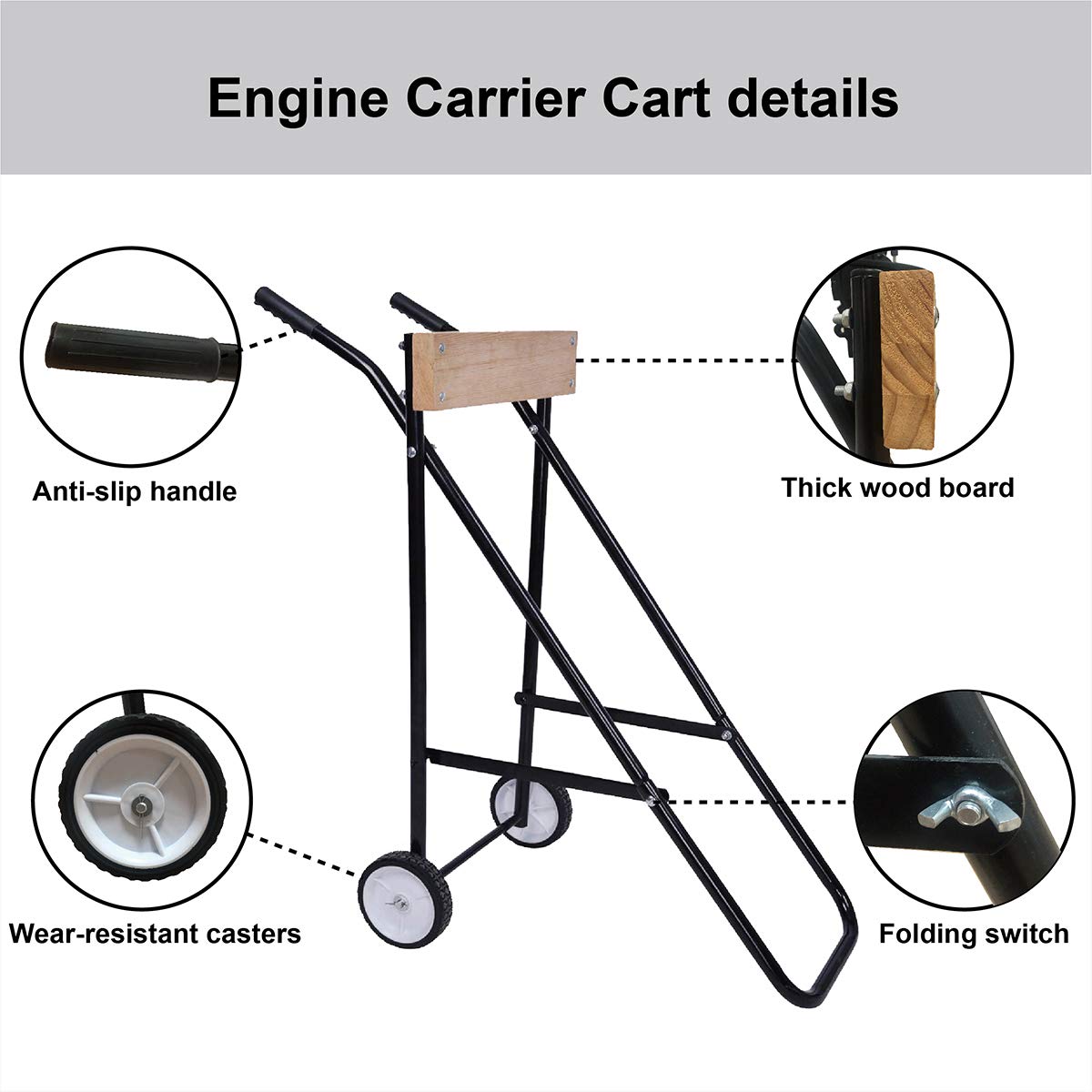 LEADALLWAY Heavy Duty Outboard Boat Motor Stand - Adjustable Engine Carrier Cart & Dolly for Storage, Maintenance & Transport | Perfect for Marine Workshops, Boat Yards & DIY Enthusiasts