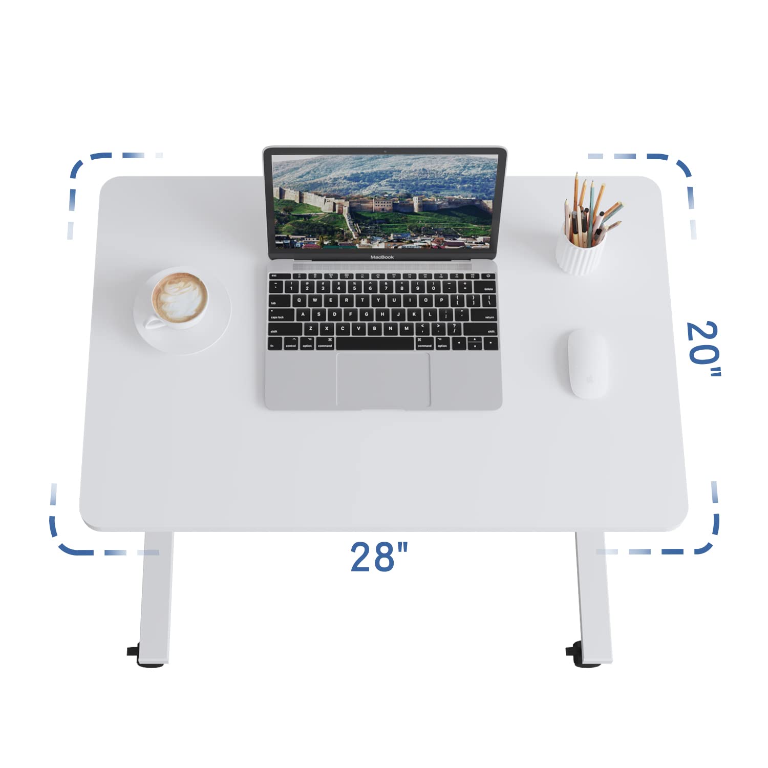 Bilbil Pneumatic Mobile Desk - Gas-Spring Height Adjustable Sit to Stand Workstation with Lockable Wheels | Overbed Laptop Table & Rolling Computer Cart | Portable Work Table for Home Office, Gaming & Study | Perfect for Small Spaces, Bedroom Workspace & Remote Work