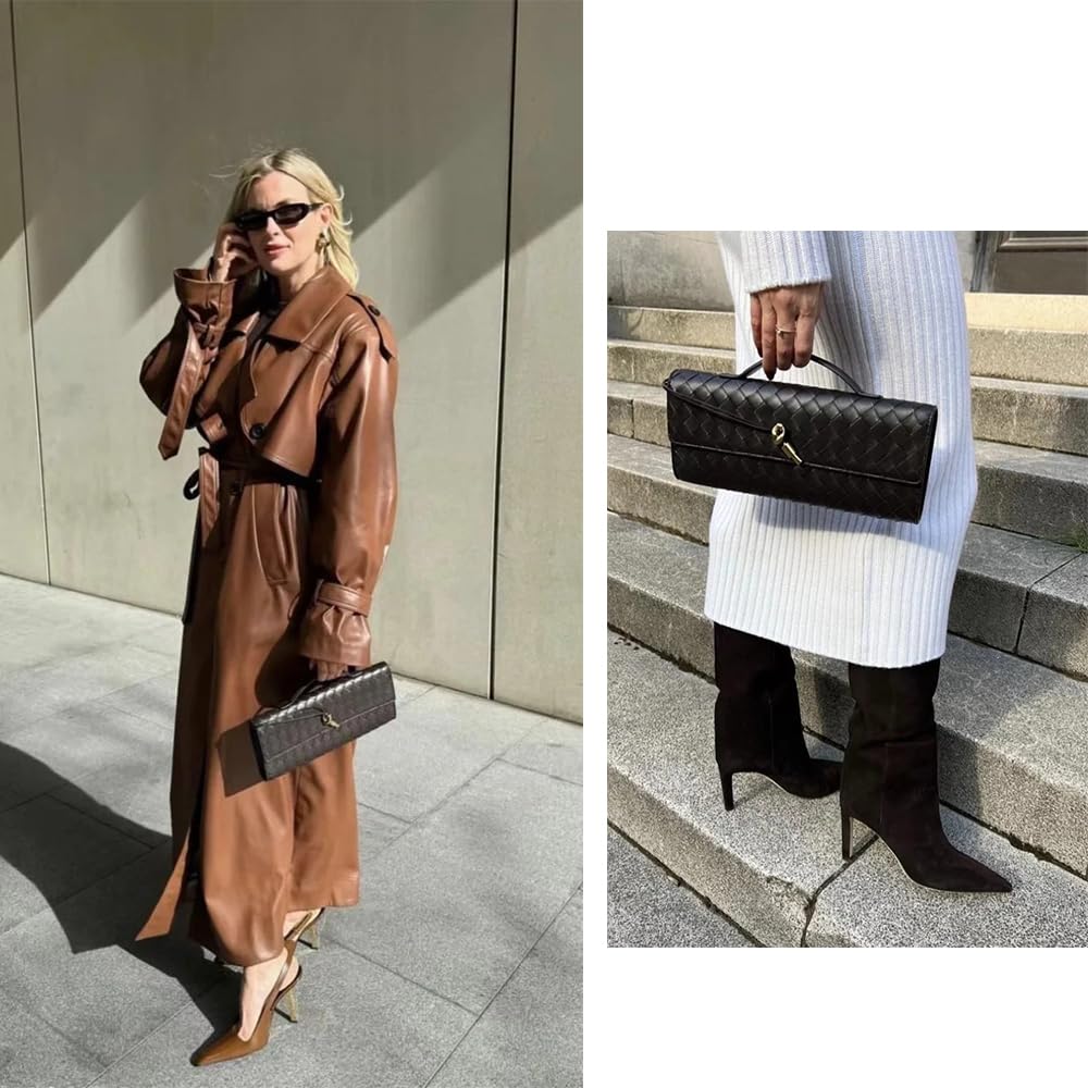Elegant Women's Evening Clutch Bag with Detachable Chain - Genuine Leather Shoulder Bag & Crossbody Purse for Parties, Weddings & Date Nights
