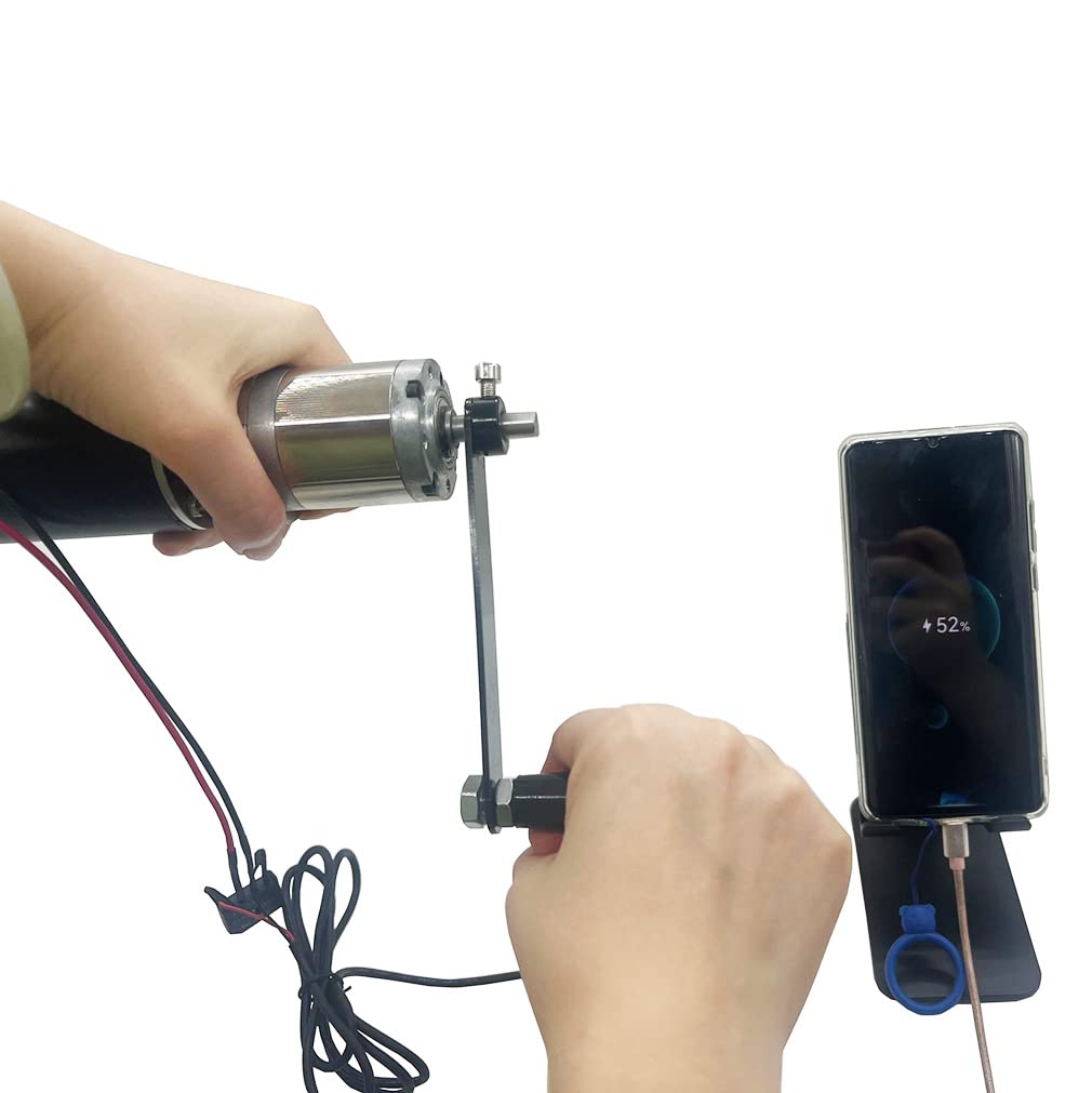 10W DC Small Hand Crank Generator - 5V 2A USB Charger with Permanent Magnet Motor | DIY Power Bank for Outdoor, Emergency Phone Charging, Camping & Survival Gear (Includes USB Plug)