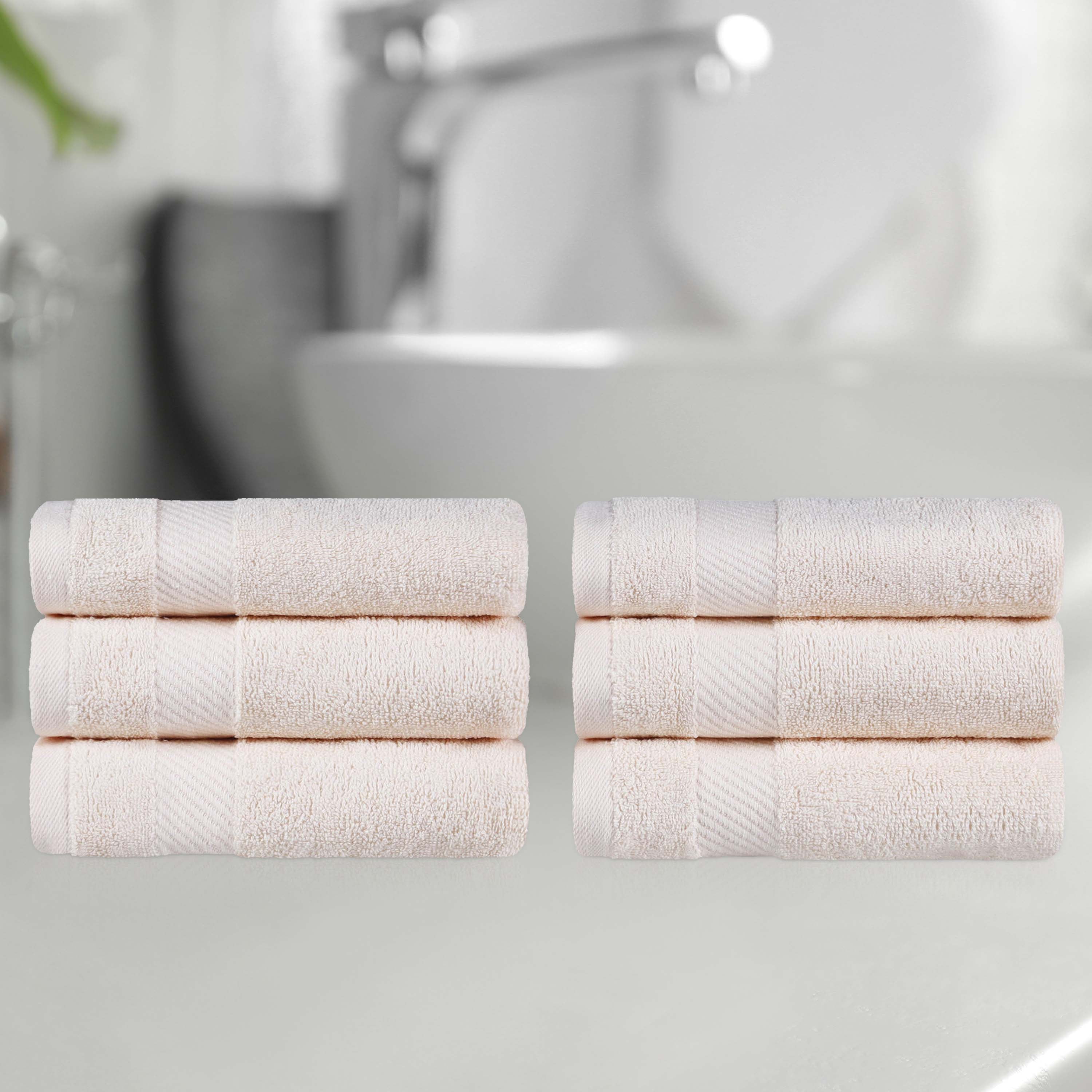 Premium 6-Piece Egyptian Cotton Hand Towel Set with Elegant Dobby Border - Soft & Absorbent for Bathroom, Kitchen, and Guest Use