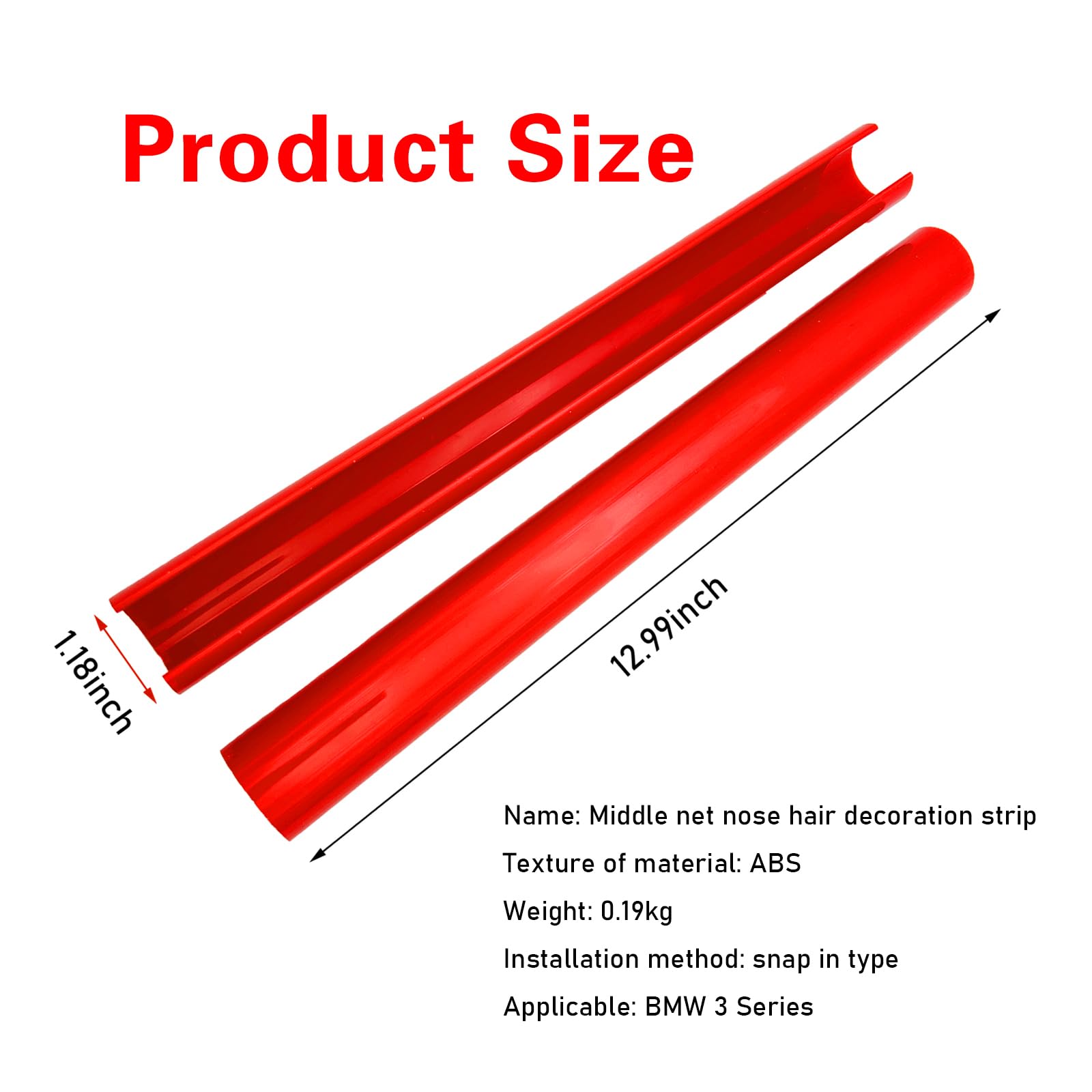 2 PCS Car Grill Inserts Decorative Strips - 12.9In x 1.1In Waterproof Durable ABS Front Grill Covers for BMW 3/4/5/6/7 Series & X1/X2/X3/X4/X5 - Red Auto Accessories for Enhanced Vehicle Style & Protection (Perfect for Car Shows, Daily Driving & Customization)