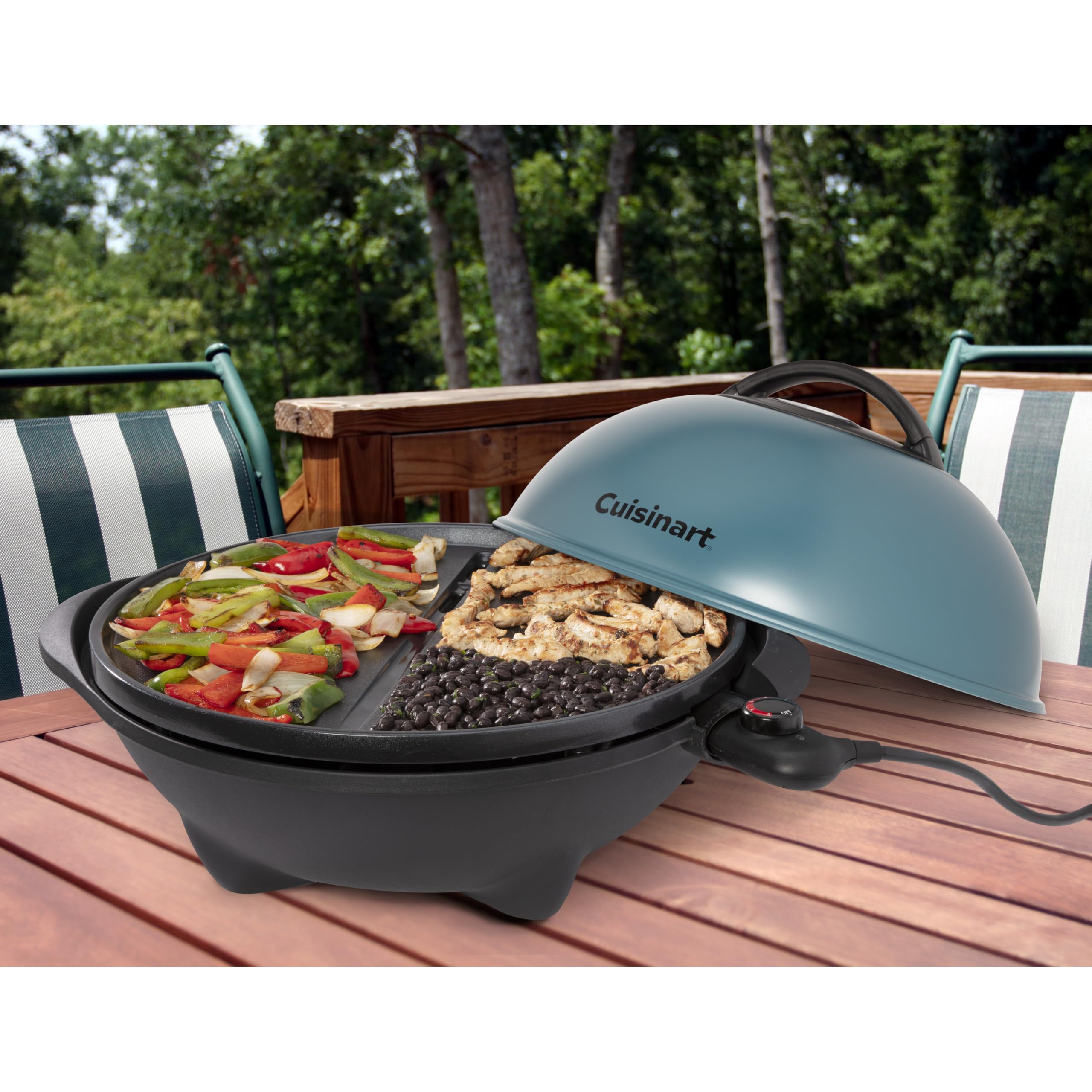 Cuisinart 2-in-1 Electric Griddle & BBQ Grill - Indoor/Outdoor Non-Stick Flat Top Cooker with Adjustable Temperature Control | Portable Tabletop & Stand Options for Camping, Tailgating, Small Apartments & Outdoor Cooking | No Assembly Required