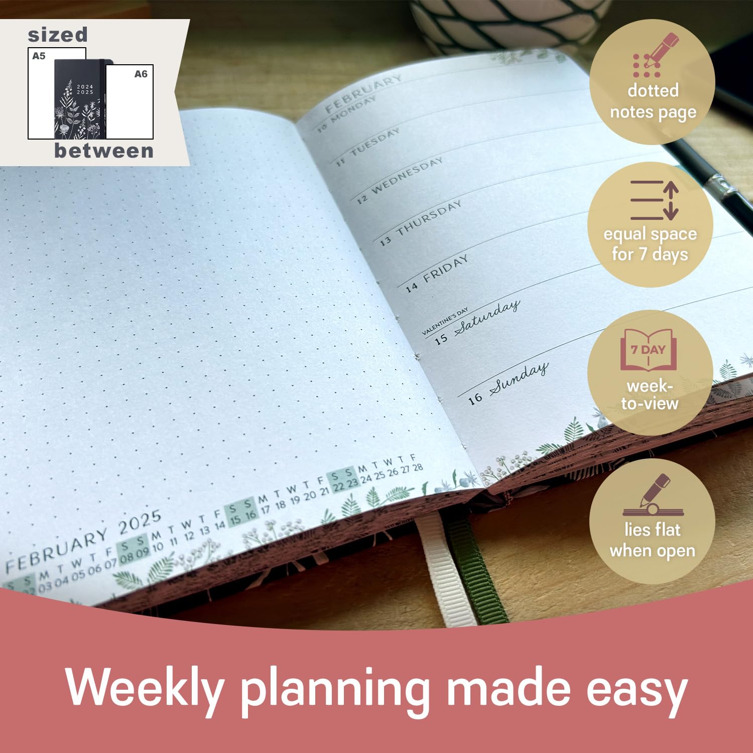 Boxclever Academic Diary 2024-2025 - Weekly Planner with Dotted Note Pages | August 2024 to August 2025 | Lightweight Mid-Year Planner & Notebook Combo | Perfect for Students, Teachers & Professionals