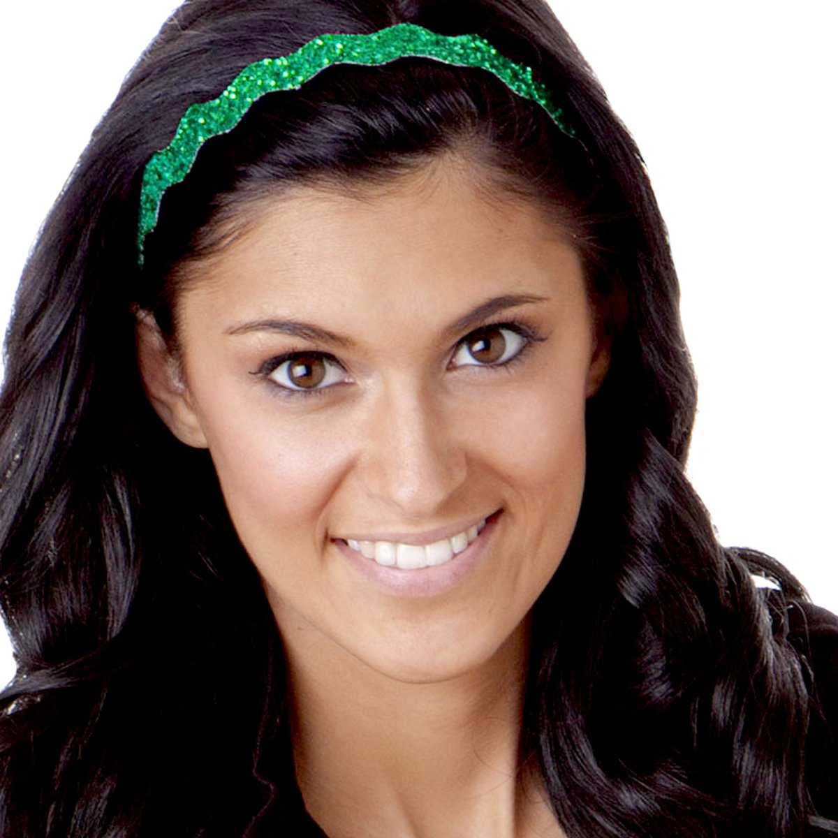 Adjustable No-Slip Sparkly Bling Headbands 4-Pack for Women, Girls & Teens | PETITE Size | Mixed Glitter Green | Perfect for Sports, Workouts, School & Everyday Fashion