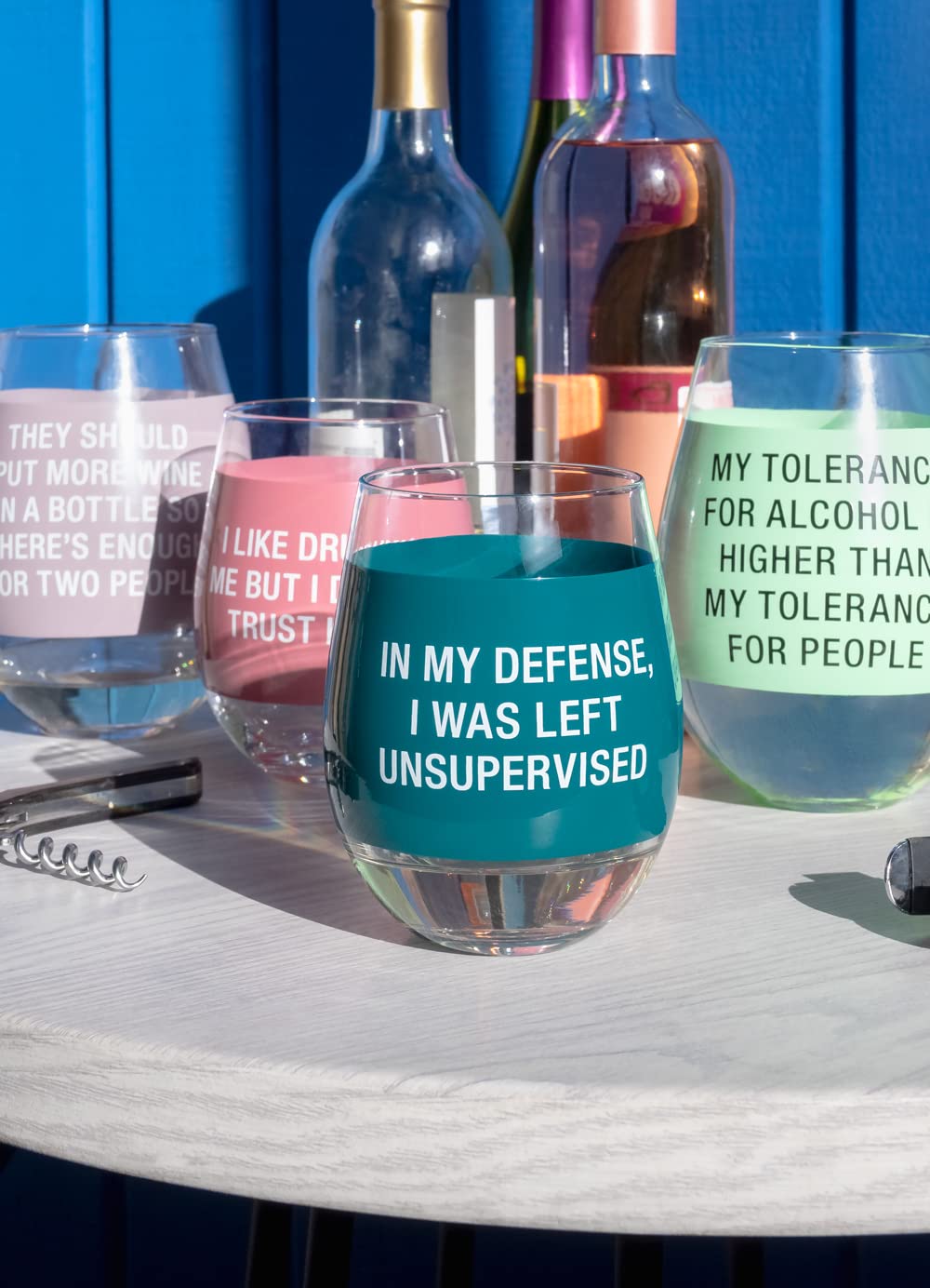 About Face Designs More Wine In A Bottle - 30oz Stemless Wine Tumbler Glass for Two People with Blush Design - Perfect for Romantic Dinners, Wine Tasting Parties & Gift Giving (129887)