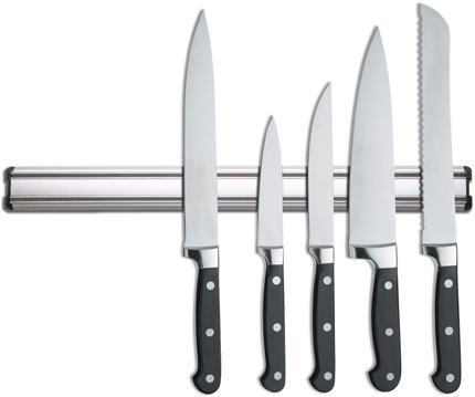 Premium Magnetic Knife Holder for Wall - 45cm Stainless Steel Knife Storage with Strong Hold | Perfect for Kitchen Organization & Chef Knife Display (Silver, Large)