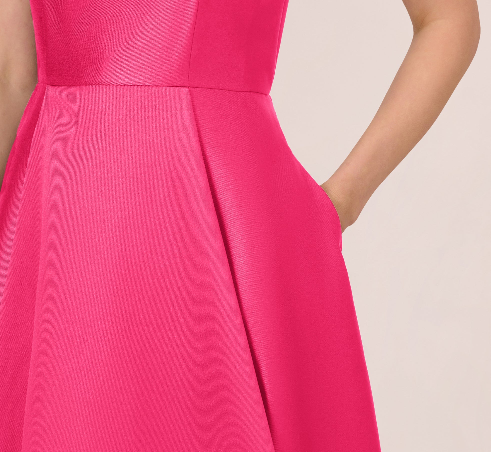 Electric Pink High Low Mikado Gown with Asymmetrical Detail - Elegant Prom Dress for Formal Events & Evening Parties