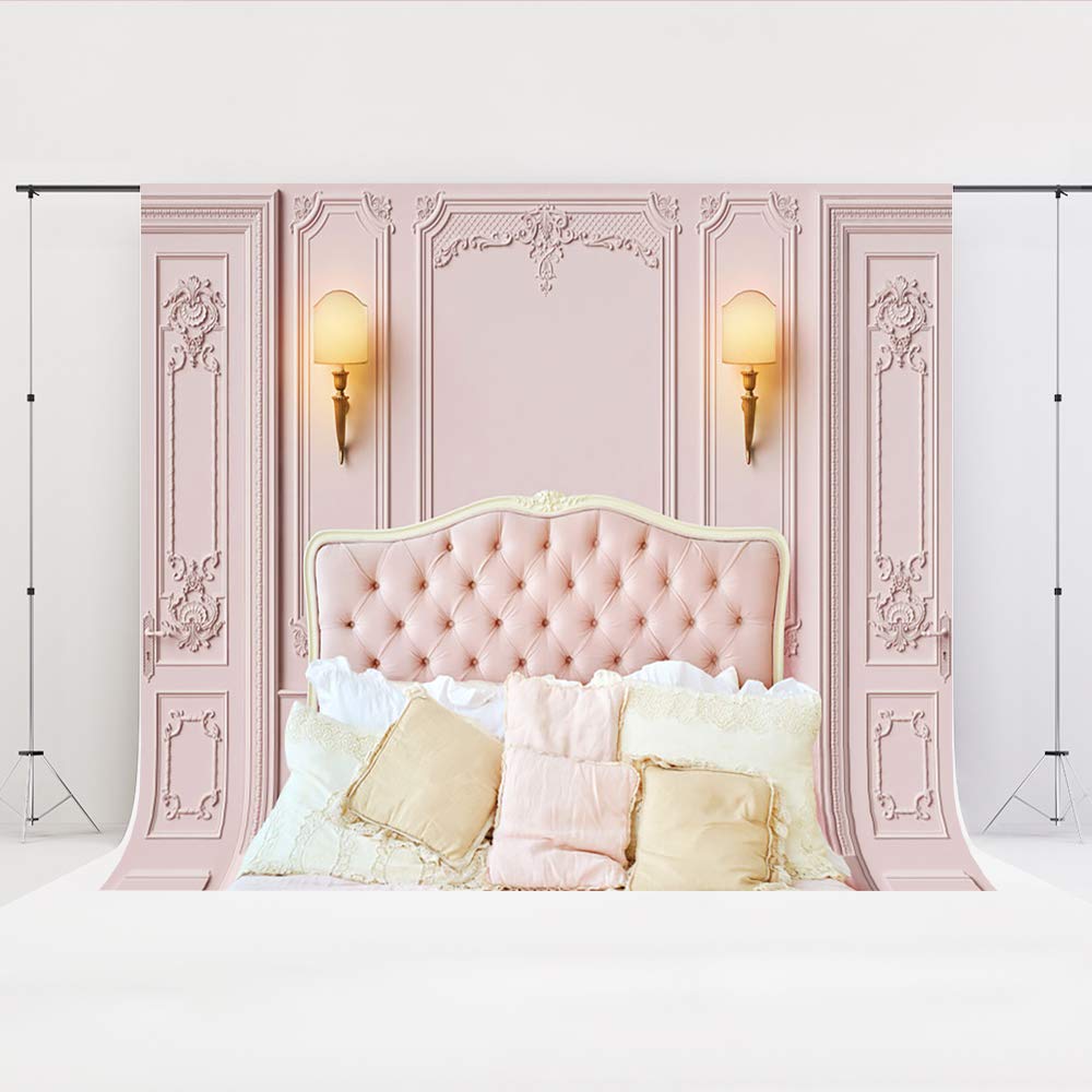 6.5×6.5ft Pink Headboard Photo Backdrop - Premium Studio Background for Bedroom Photography, Newborn Shoots & Portrait Sessions | Durable Fabric for Professional Photographers