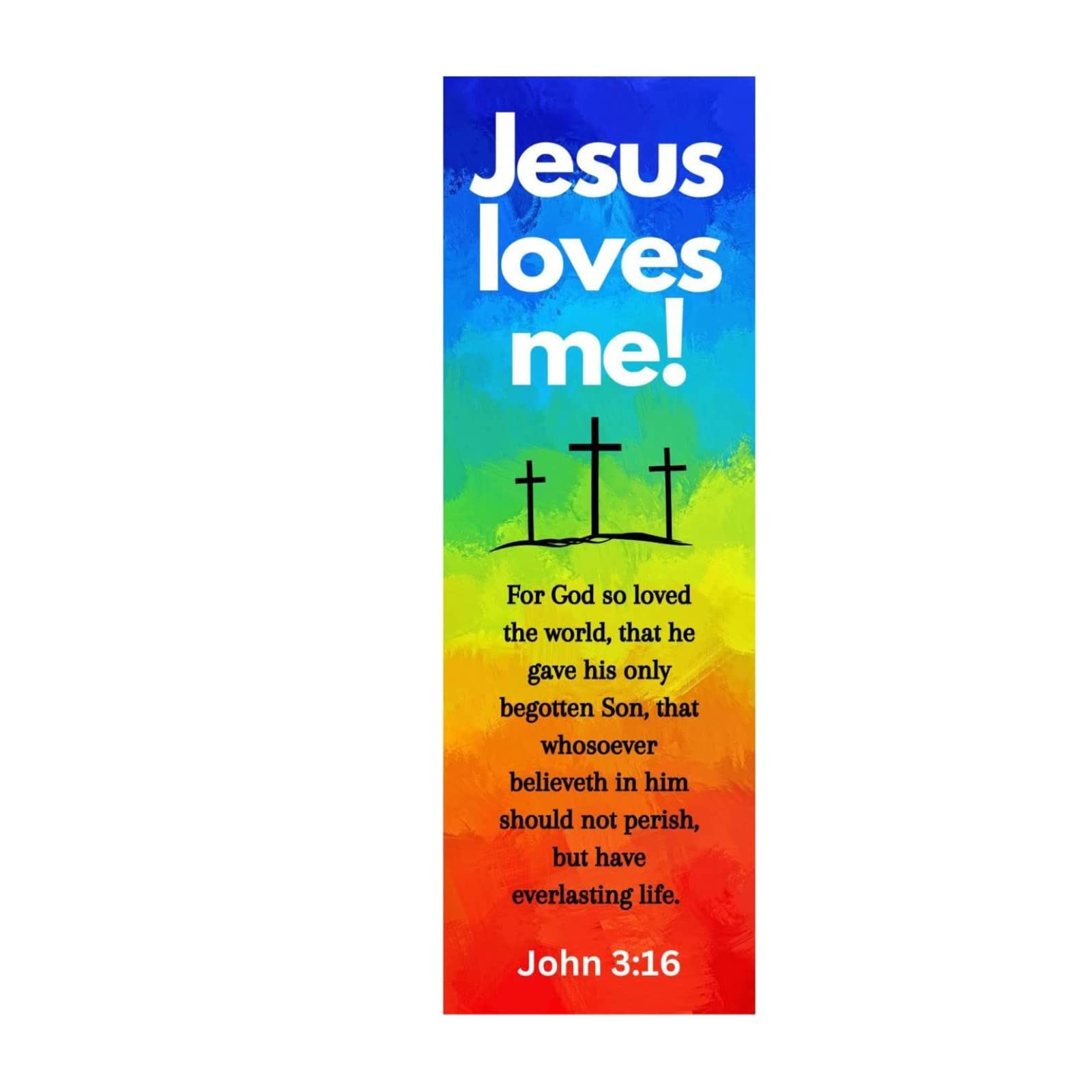 Jesus Loves Me Bookmarks - John 3:16 Bible Verse Religious Bookmark Set | Premium USA-Made Mega Pack (100 Count) | Rainbow Cross Design for Kids, VBS, Sunday School & Bible Study Gifts