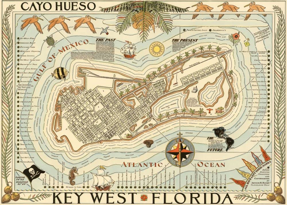 1000 Piece Adult Jigsaw Puzzle - Map of Key West Florida, Scenic Florida Keys Landscape Puzzle for Adults, Challenging Puzzle Game for Home Decor & Relaxation | Perfect Gift for Puzzle Lovers & Travel Enthusiasts