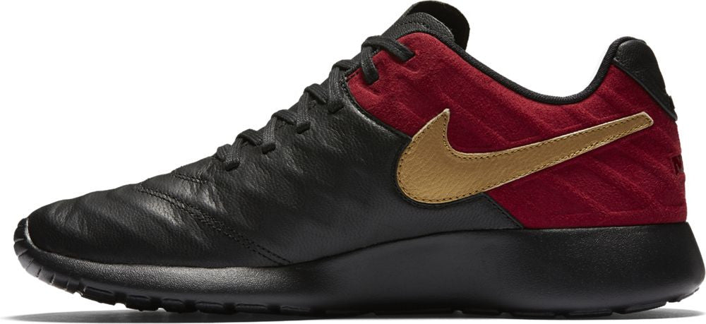 Nike Roshe Tiempo VI FC Men's Soccer Cleats - Black/Team Red Football Shoes for Artificial Grass & Turf - Lightweight Comfort for Training & Matches