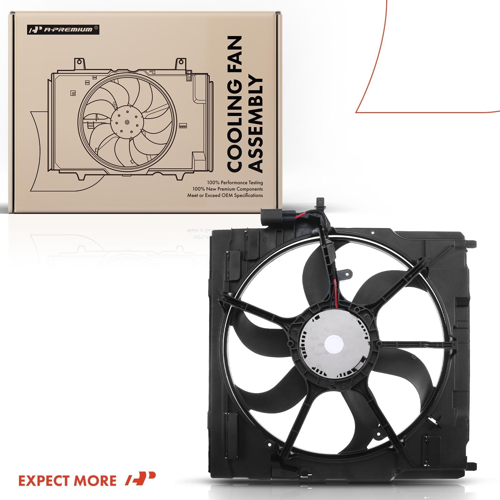 Premium Brushless Motor Engine Radiator Cooling Fan Assembly with 6 Blades - Compatible with BMW E70 X5 2007-2010 Models (Replaces OEM# 17427598738, 17427537357) - Perfect for Engine Overheating Prevention & Summer Driving Protection
